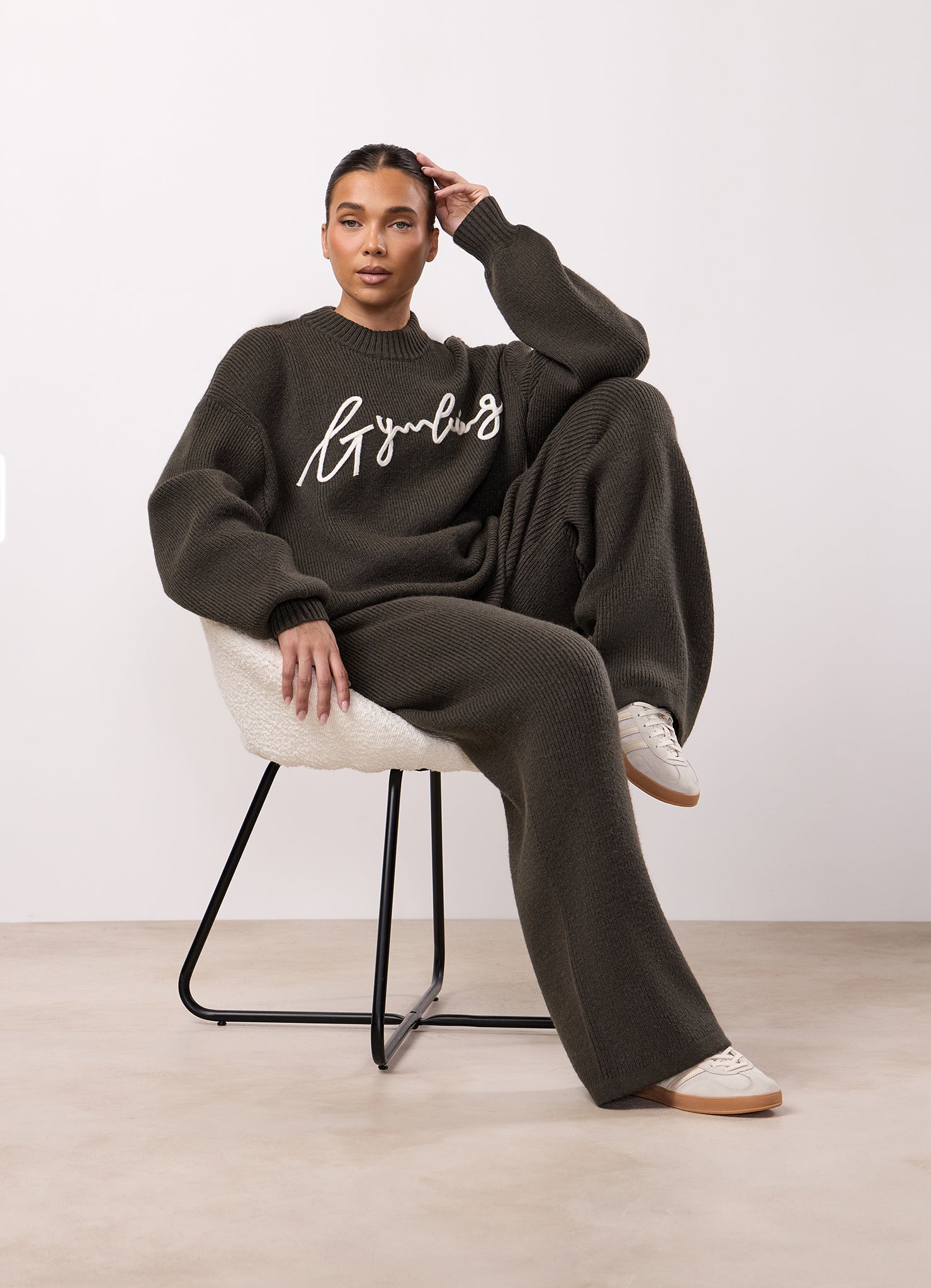 Gym King Rib Knit Sweatshirt - Warm Khaki