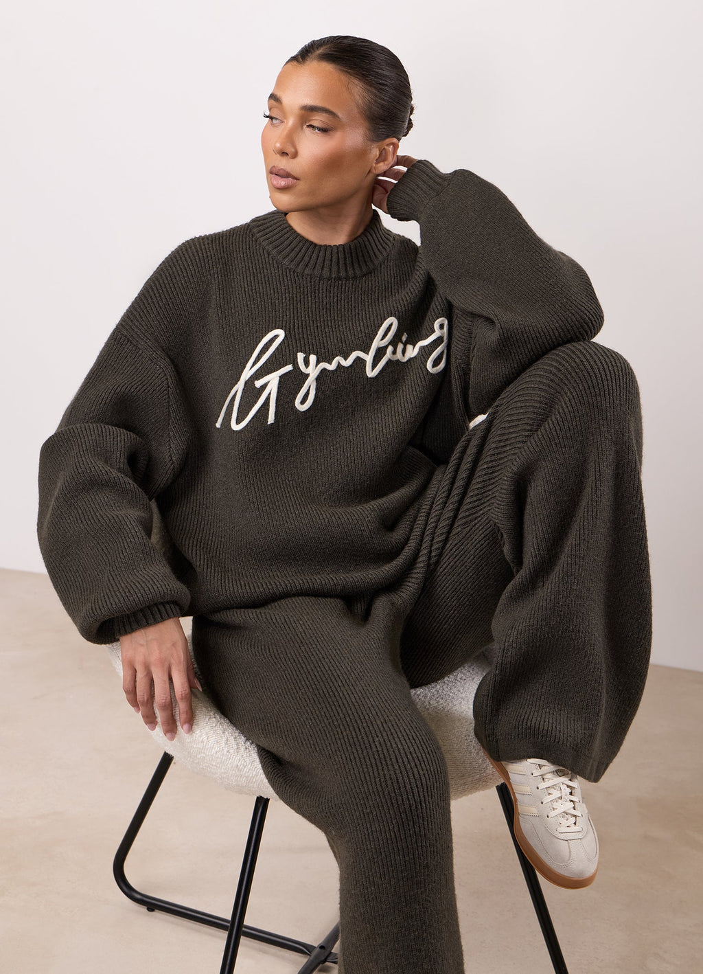 Gym King Rib Knit Sweatshirt - Warm Khaki