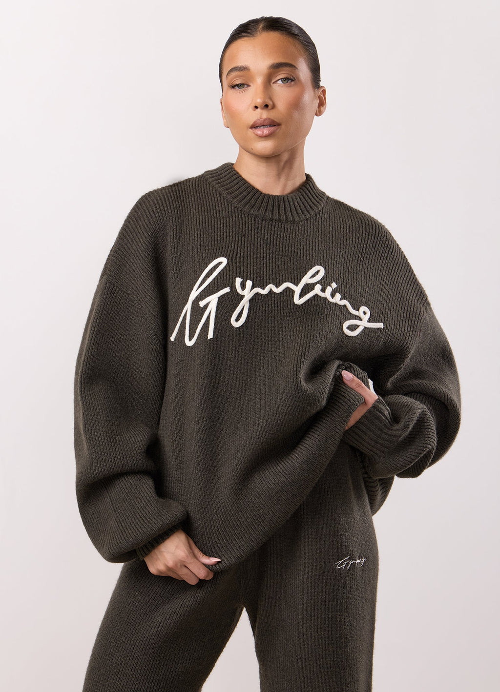 Gym King Rib Knit Sweatshirt - Warm Khaki