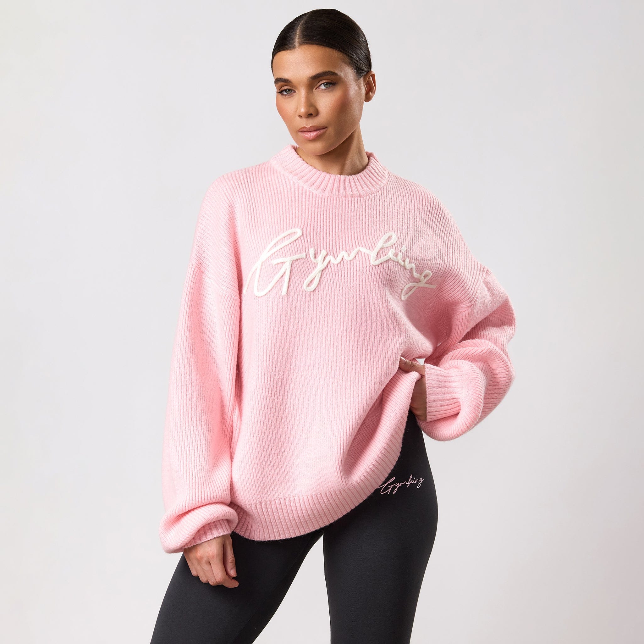 Gym King Rib Knit Sweatshirt - Peach Blush