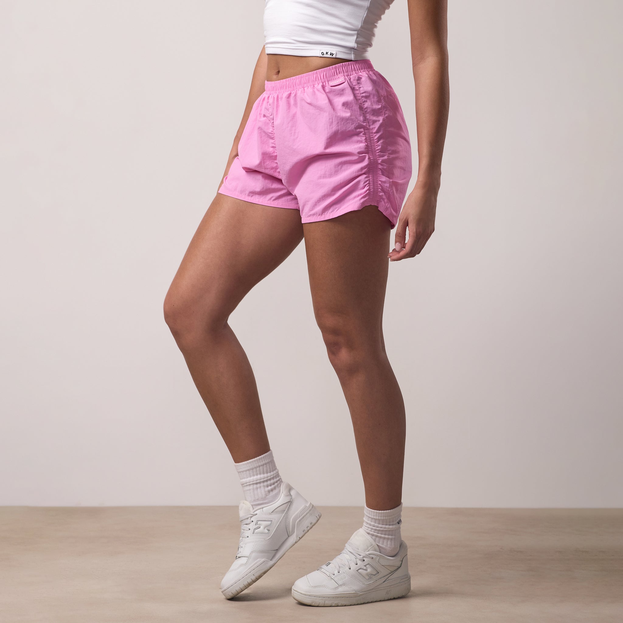 Gym King Ruched Woven Short - Bubblegum Pink