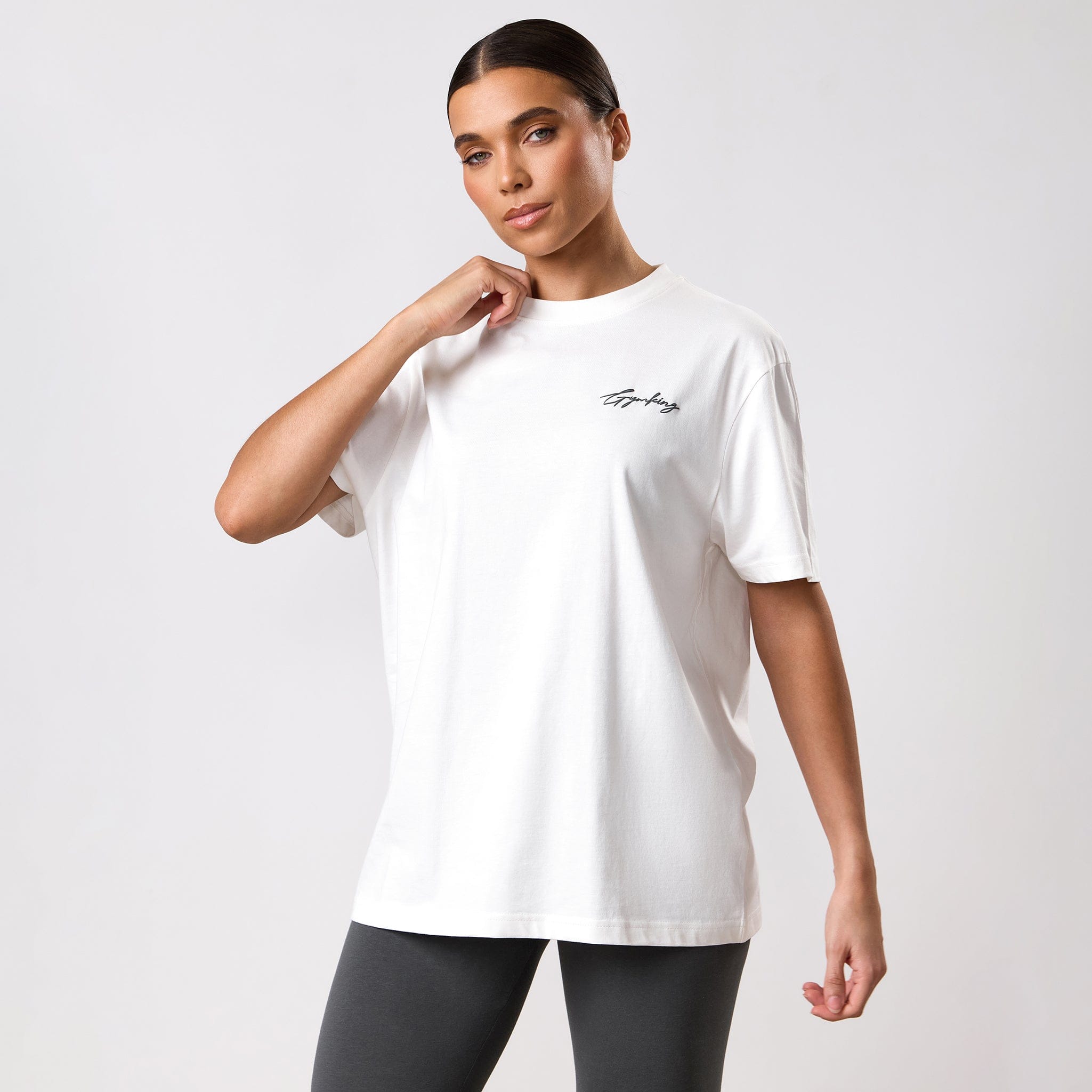 Gym King Script Mindset BF Tee - Cream