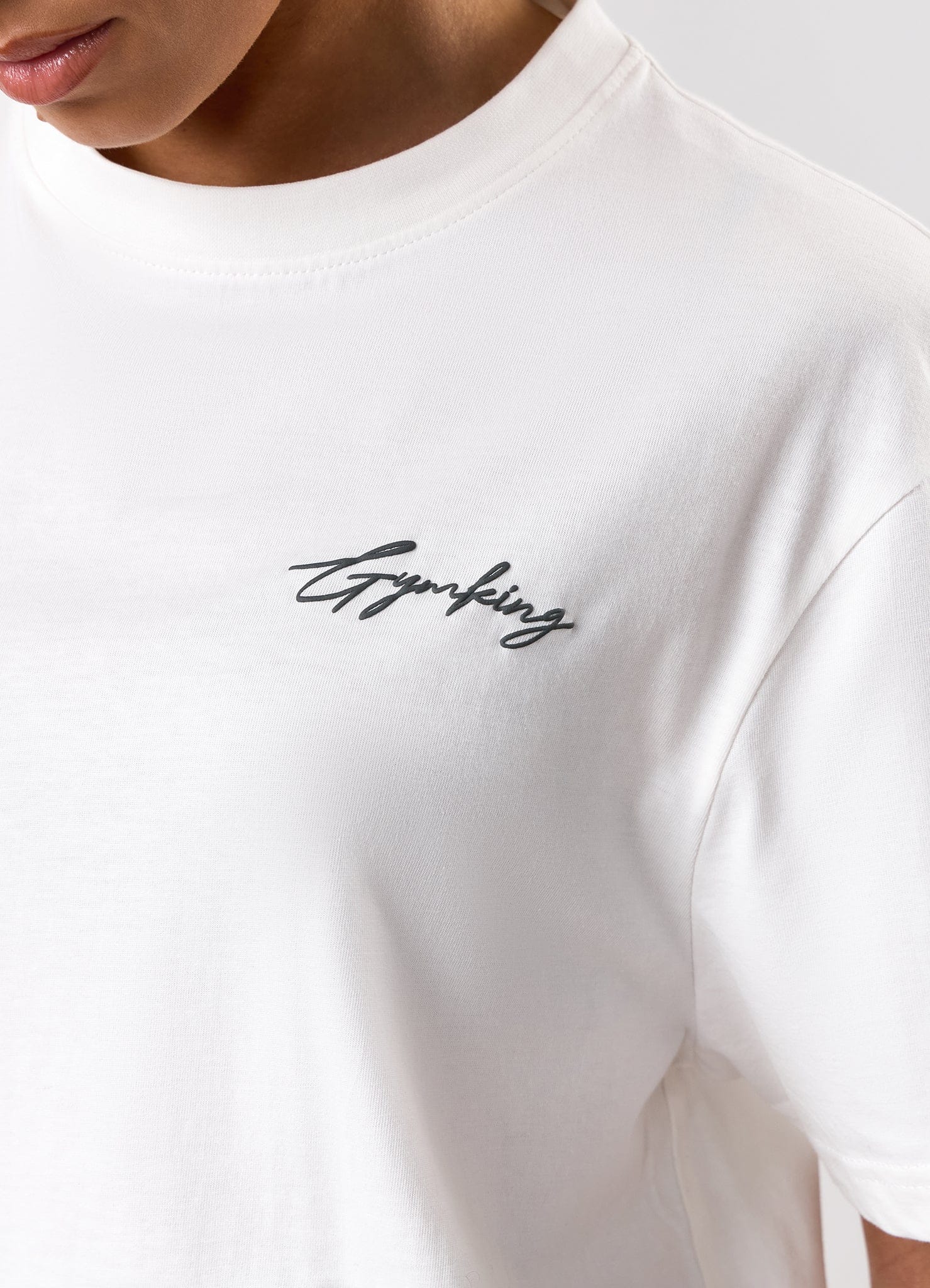 Gym King Script Mindset BF Tee - Cream