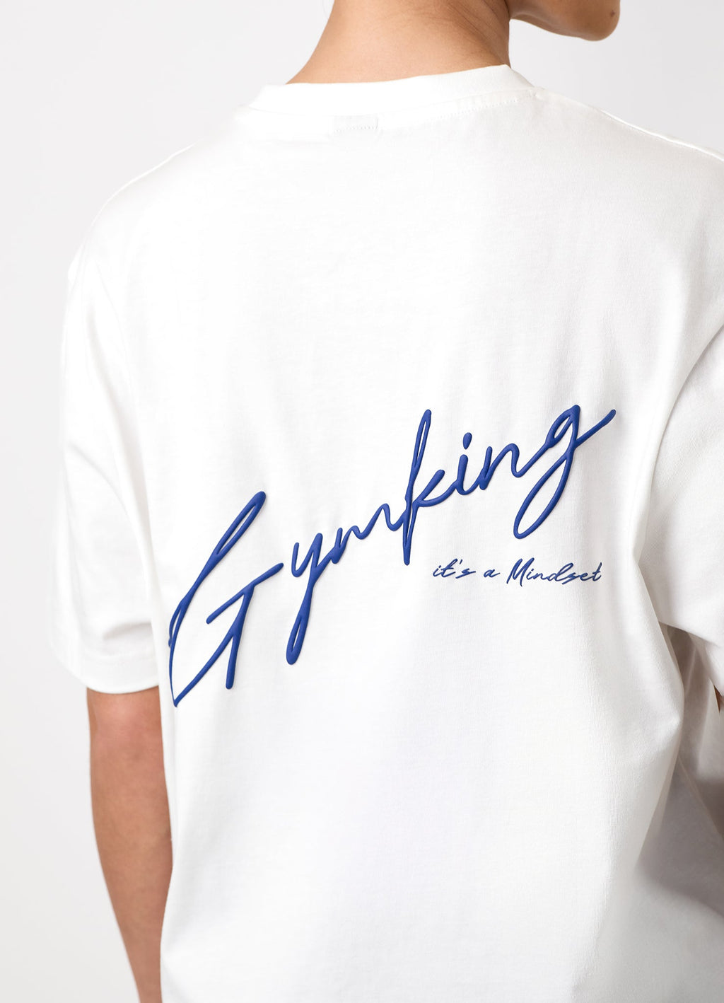 Gym King Script Mindset Hip Length BF Tee - Cream