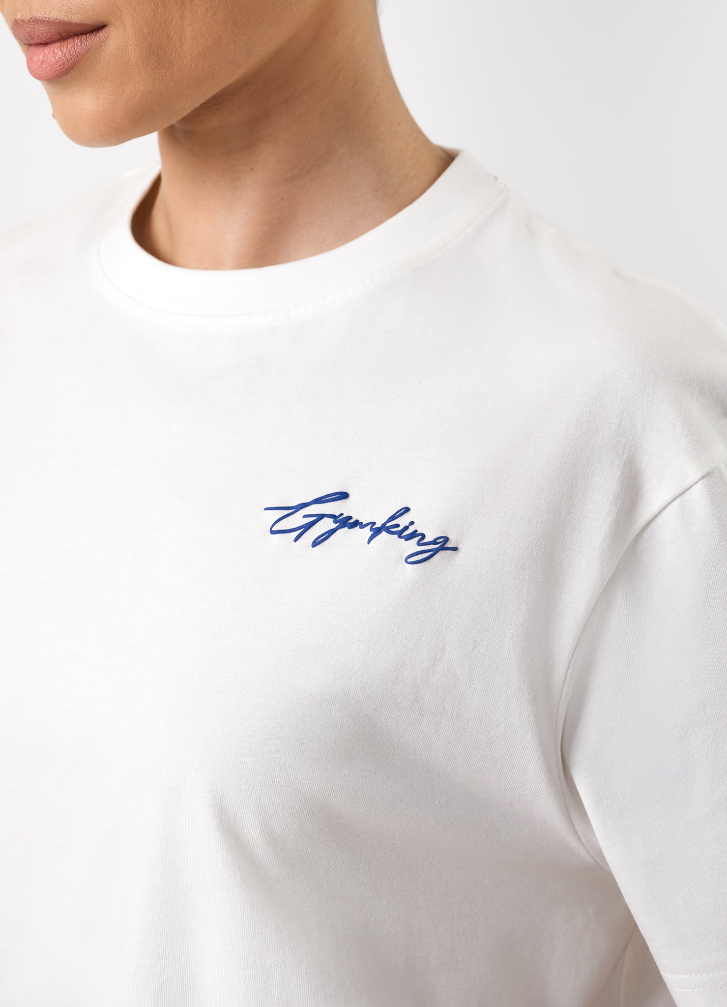 Gym King Script Mindset Hip Length BF Tee - Cream