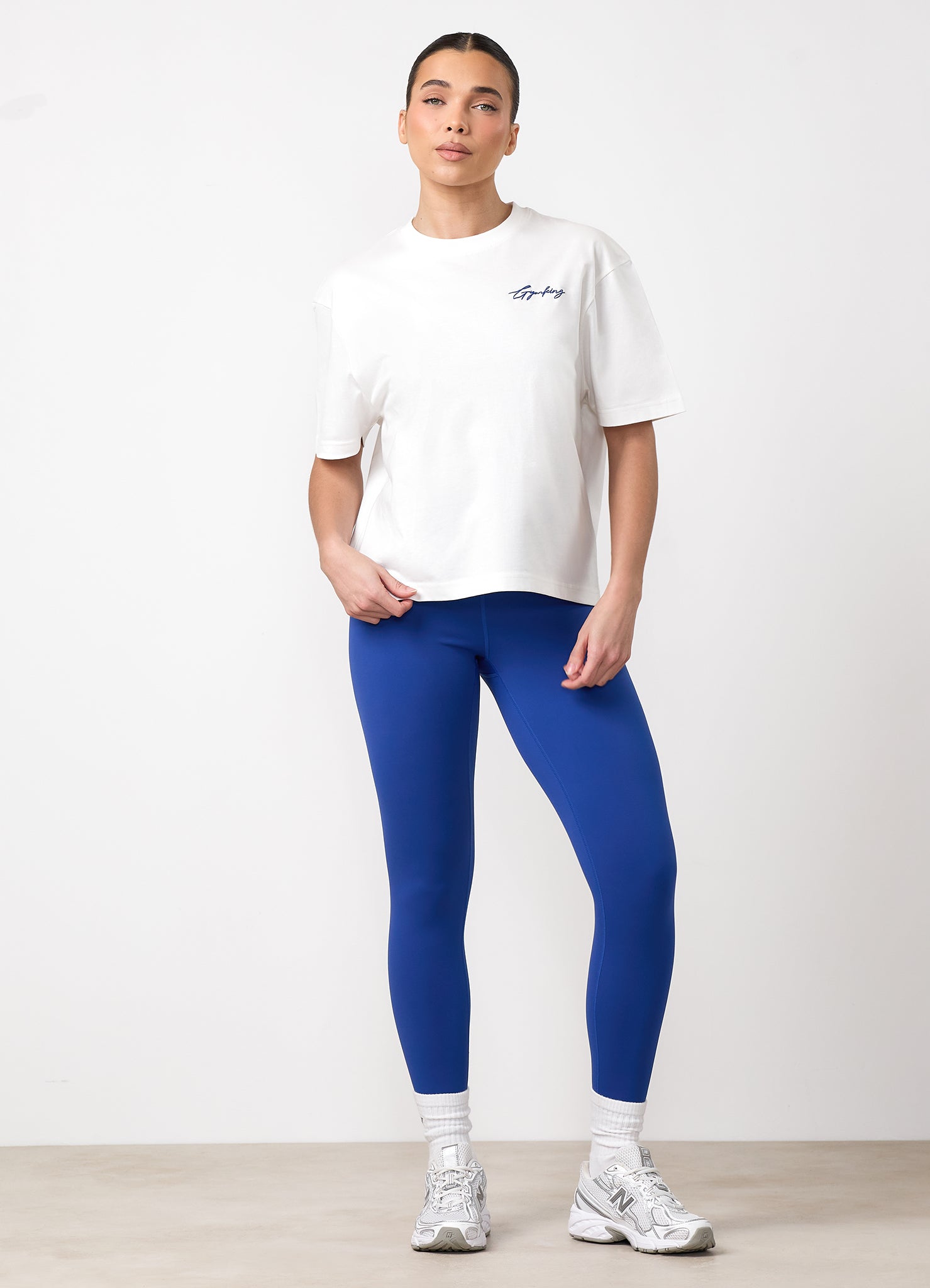 Gym King Script Mindset Hip Length BF Tee - Cream