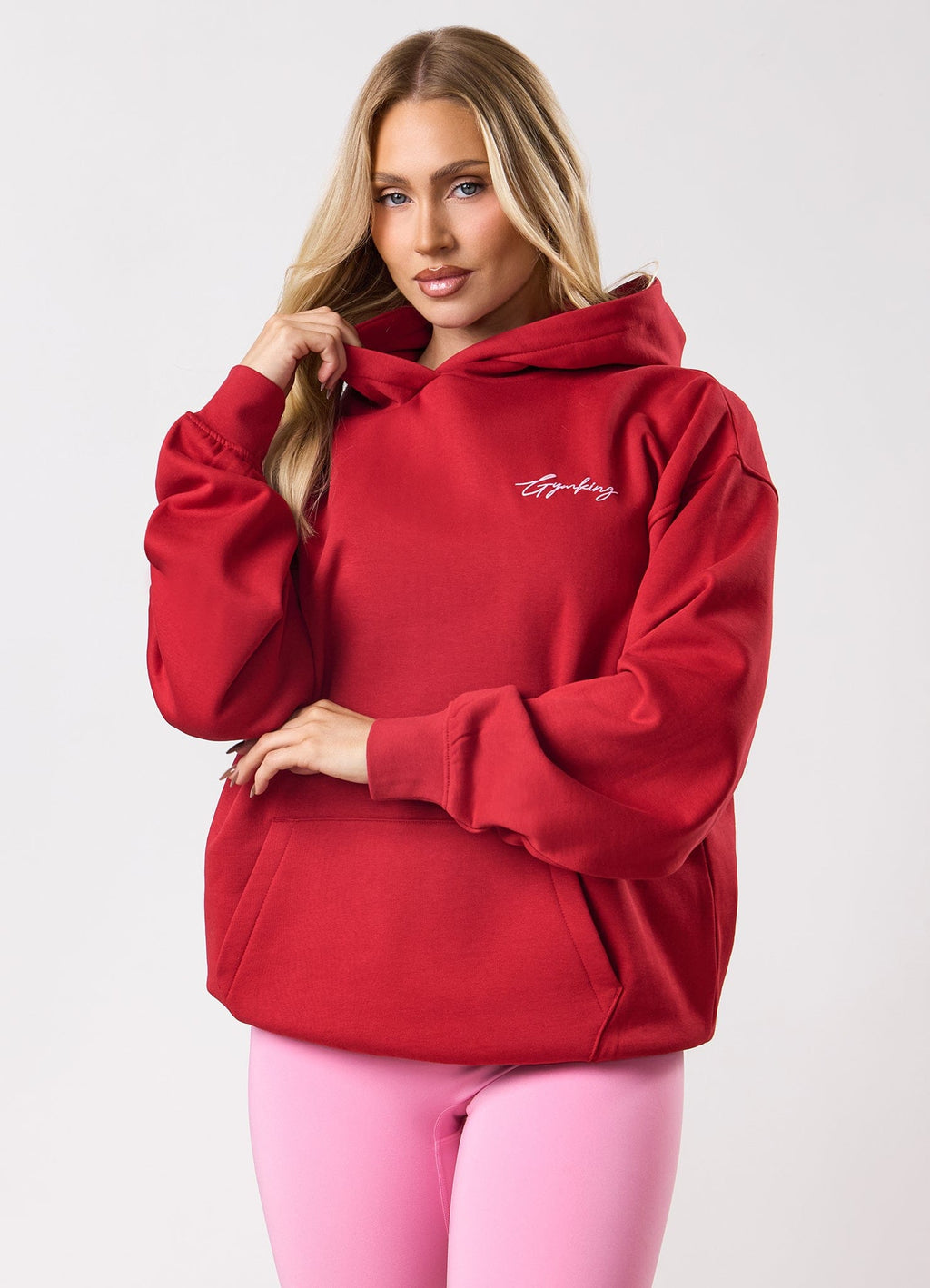 Gym King Script Mindset Hoodie - Scarlet Red