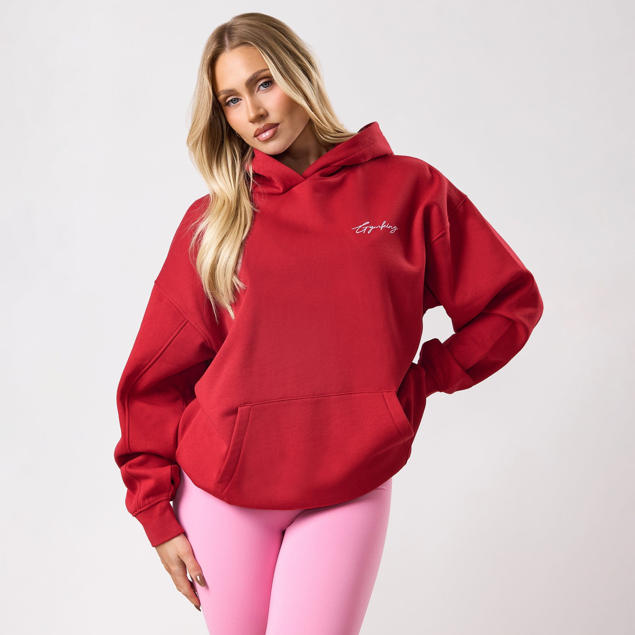 Gym King Script Mindset Hoodie - Scarlet Red