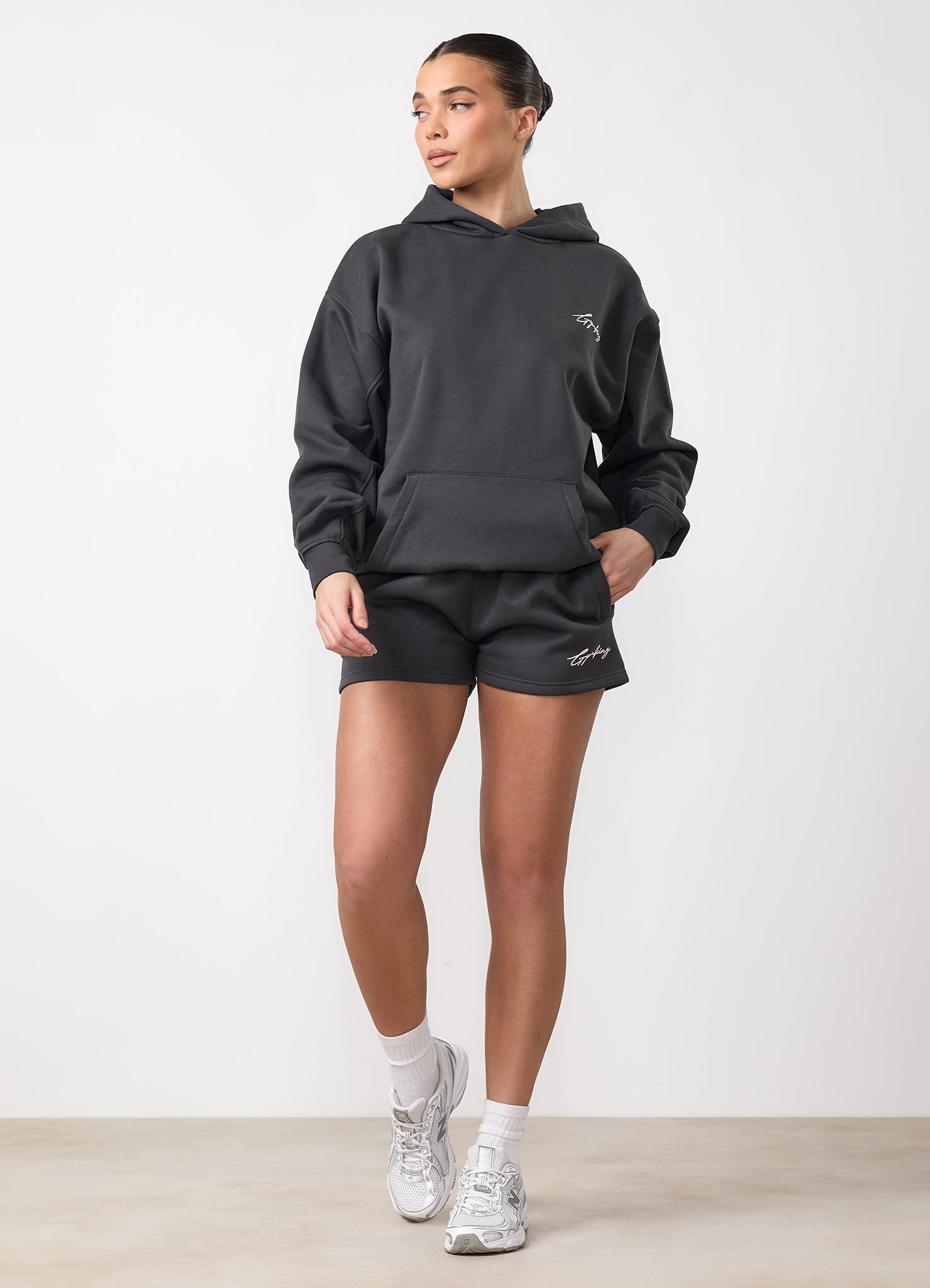Gym King Script Mindset Hoodie - Dark Pewter
