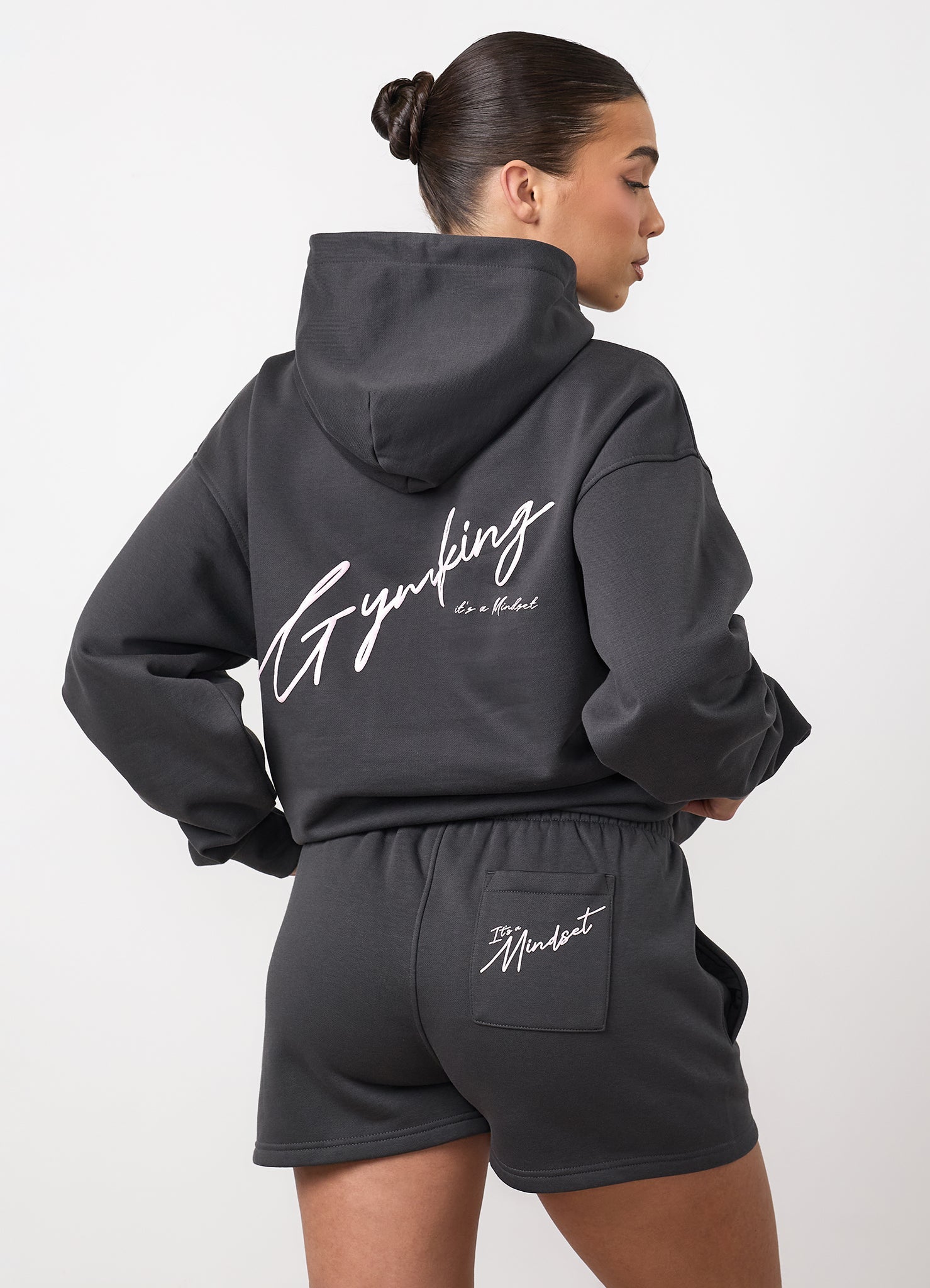 Gym King Script Mindset Hoodie - Dark Pewter