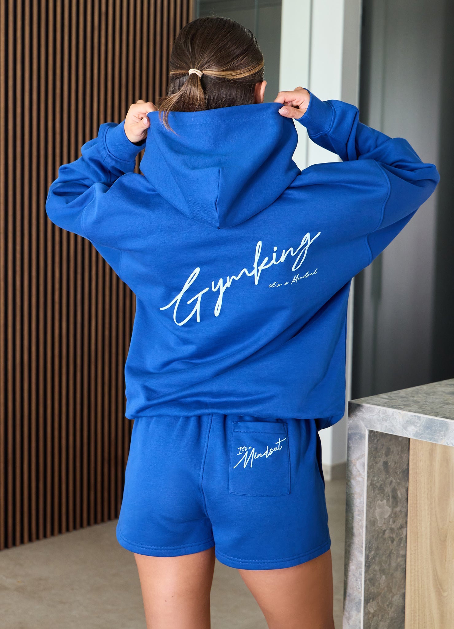 Gym King Script Mindset Hoodie - Jewel Blue
