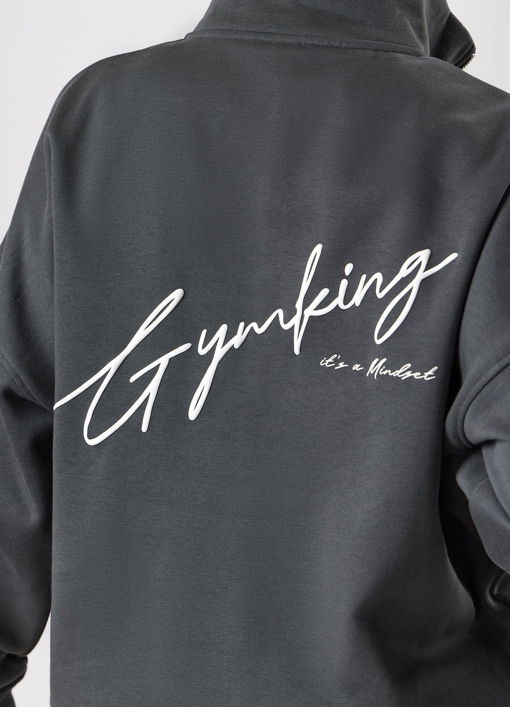 Gym King Script Mindset 1/4 Zip Funnel - Green Smoke