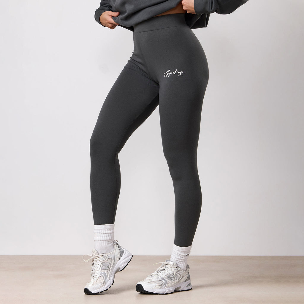 Gym King Script Mindset Jersey Legging - Green Smoke