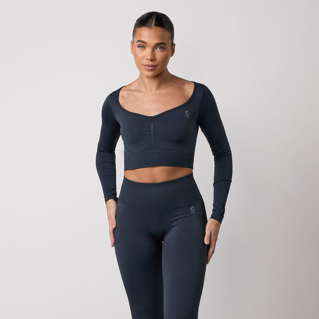 Gym King Sculpt Long Sleeve Tee - Midnight Blue