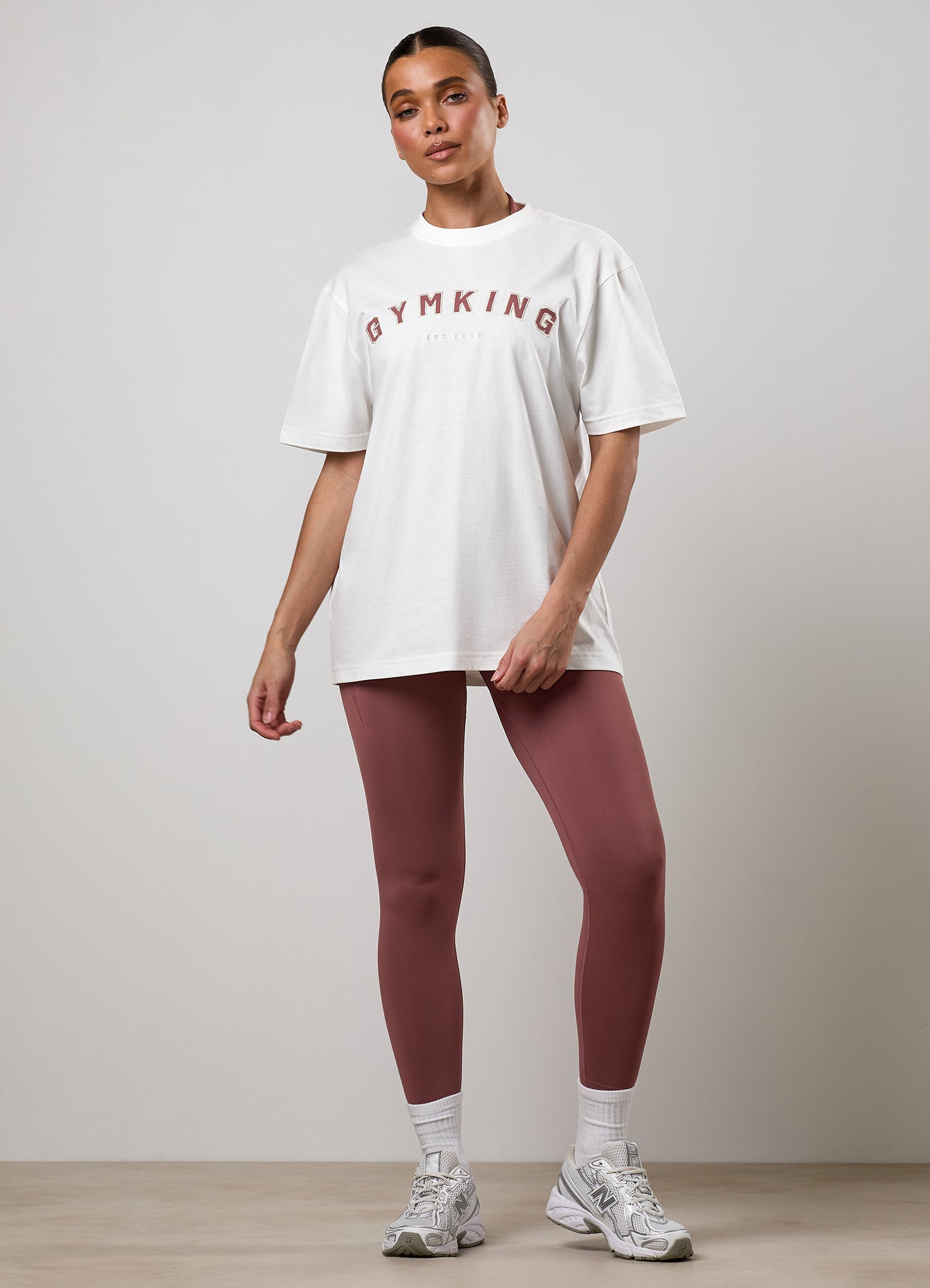 Gym King Shadow Boyfriend Tee - Cream