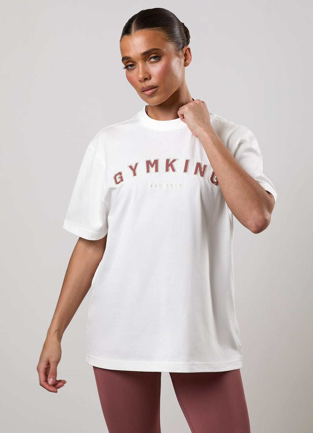 Gym King Shadow Boyfriend Tee - Cream