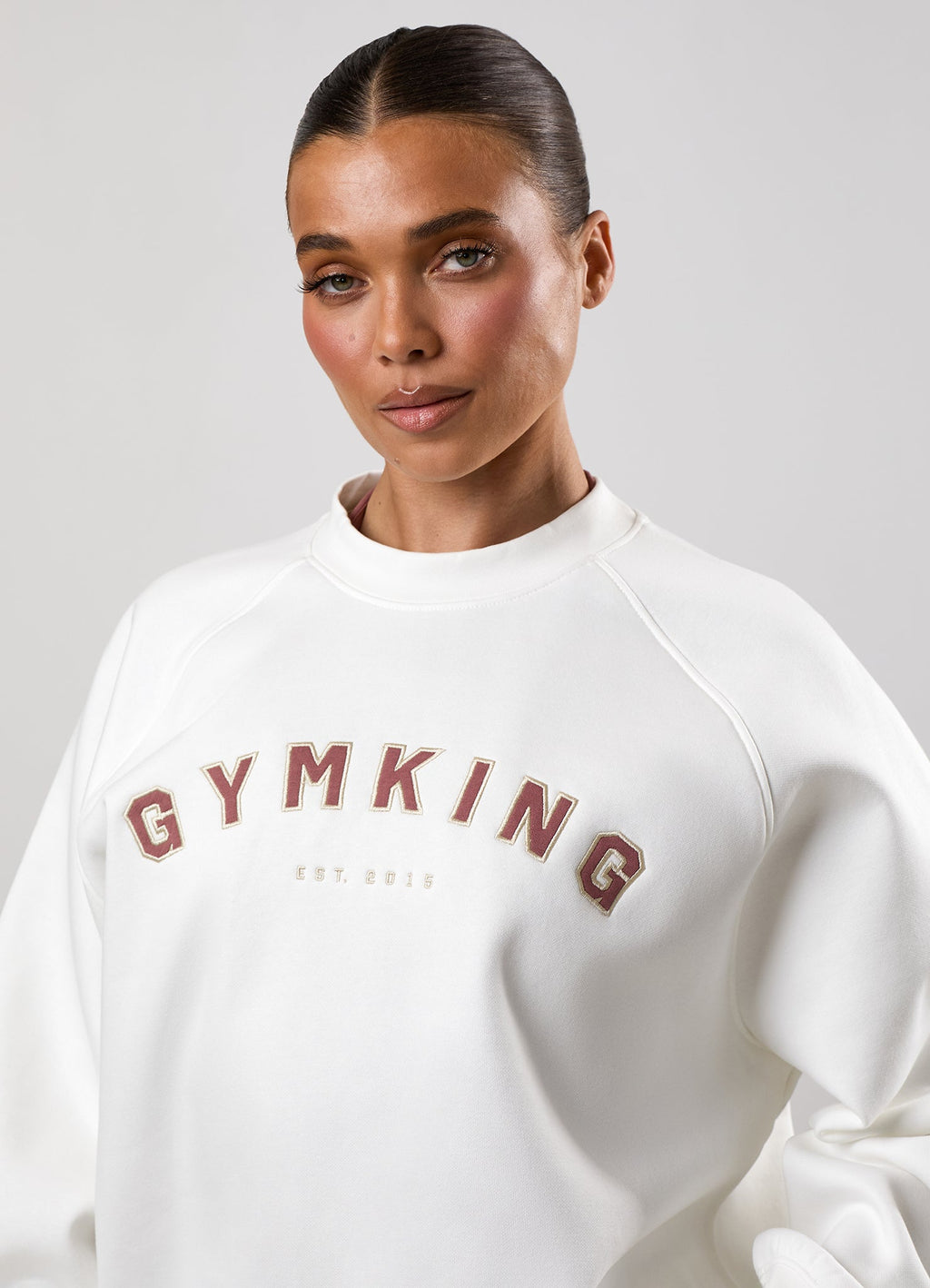 Gym King Shadow Oversized Fleece Crew - Cream
