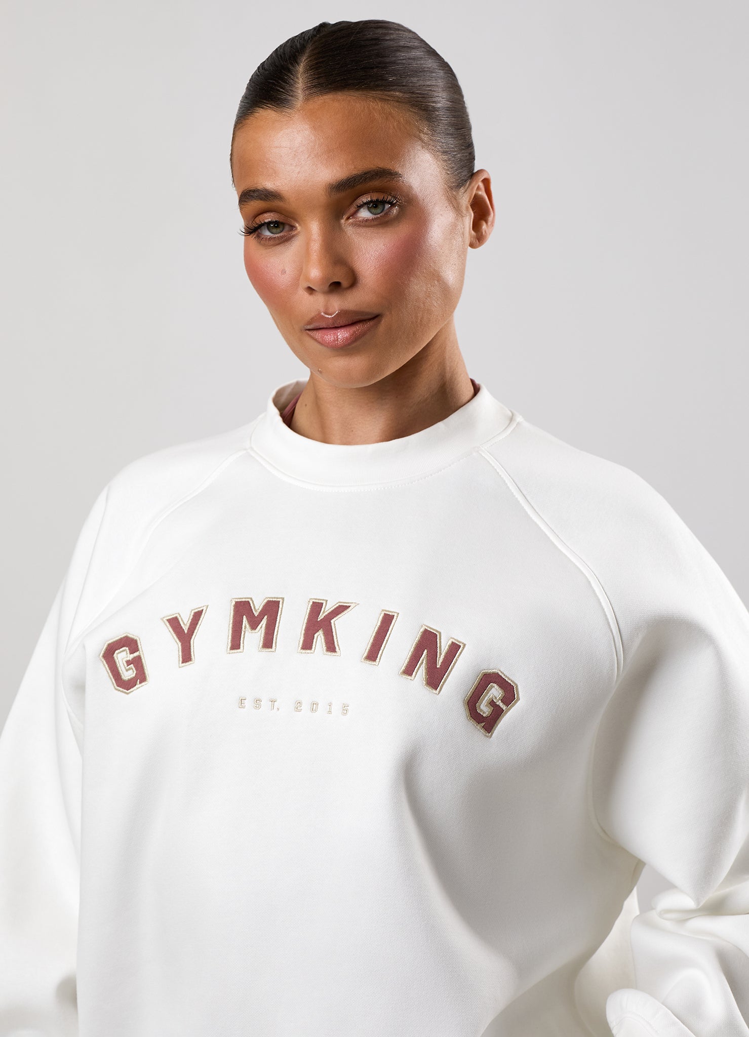 Gym King Shadow Oversized Fleece Crew - Cream