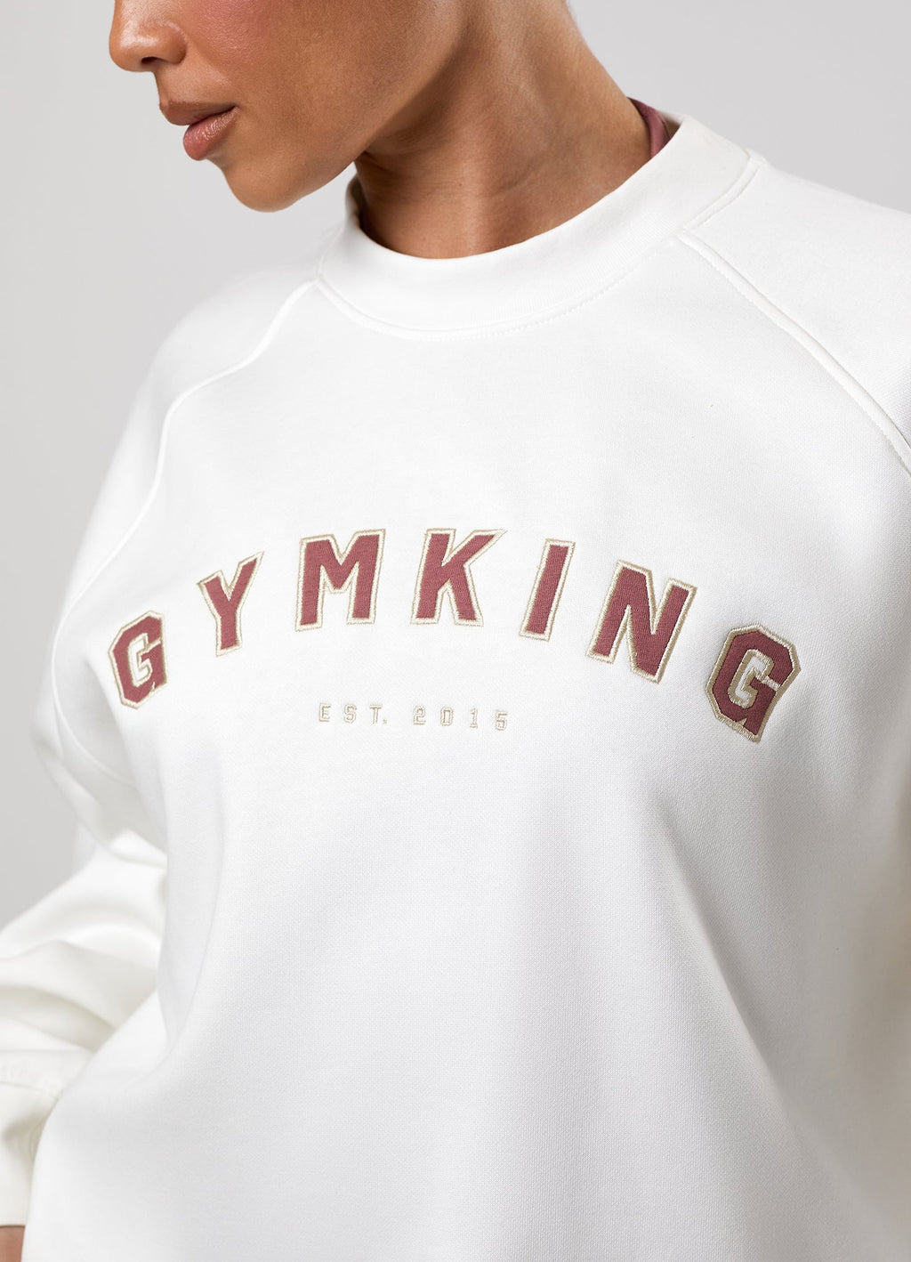 Gym King Shadow Oversized Fleece Crew - Cream