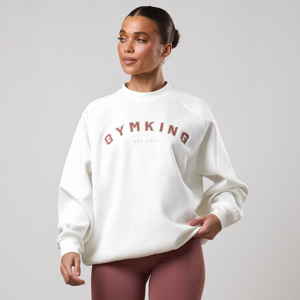 Gym King Shadow Oversized Fleece Crew - Cream