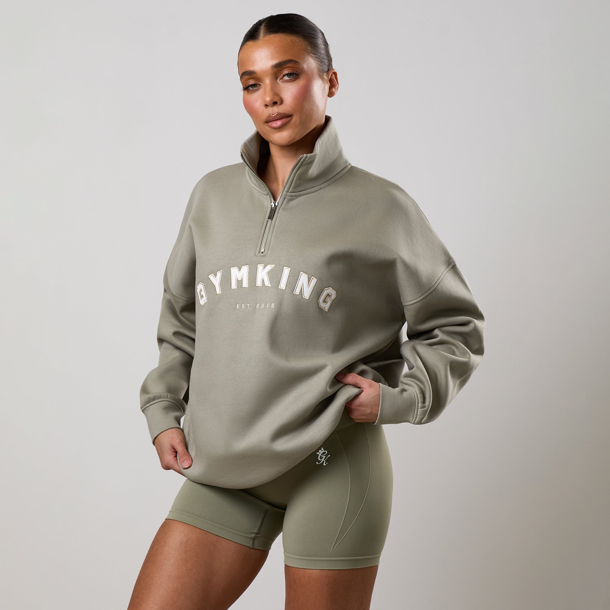 Gym King Shadow 1/4 Zip Funnel - Eucalyptus