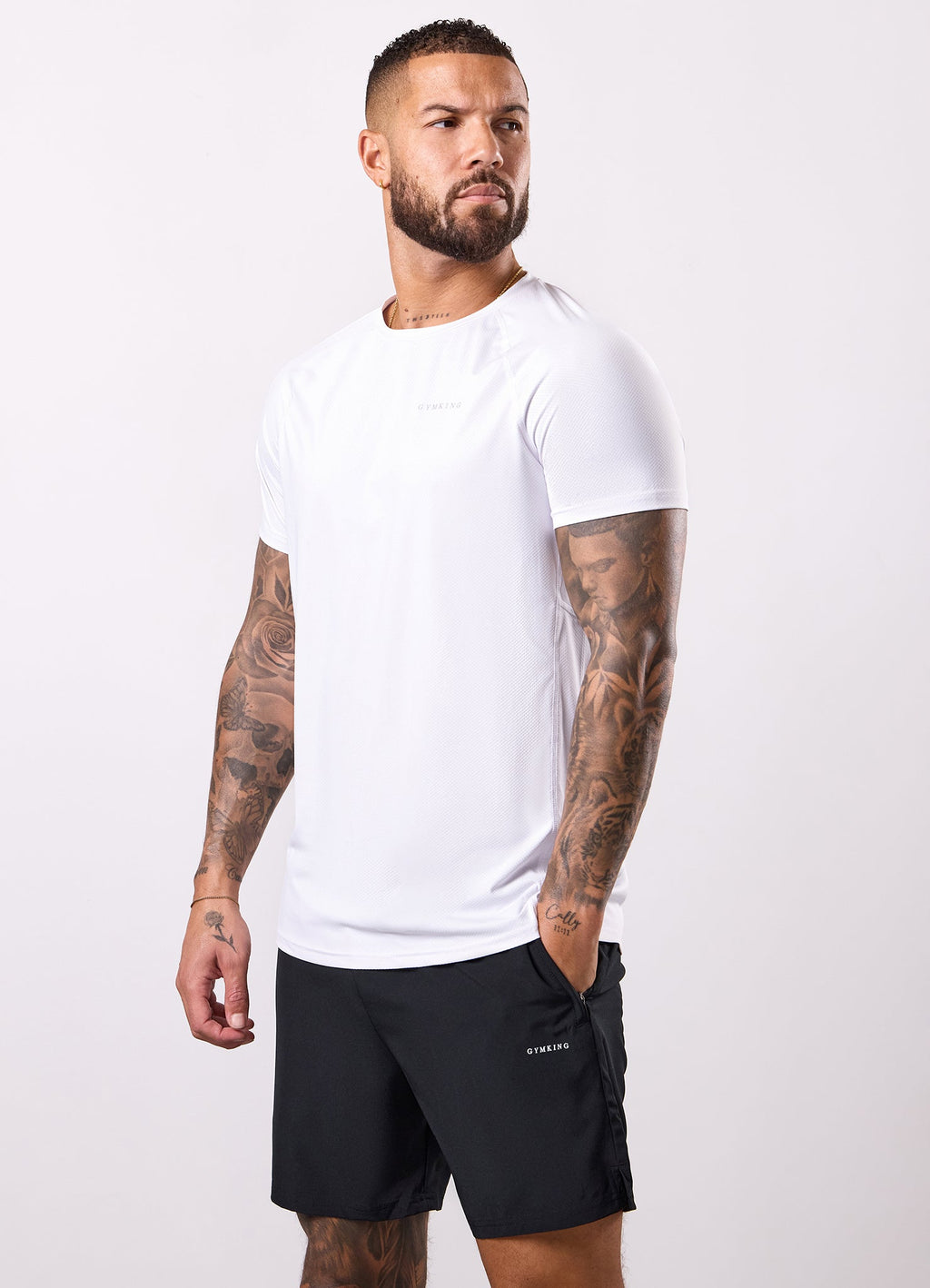 Gym King Energy Linear Tee - White