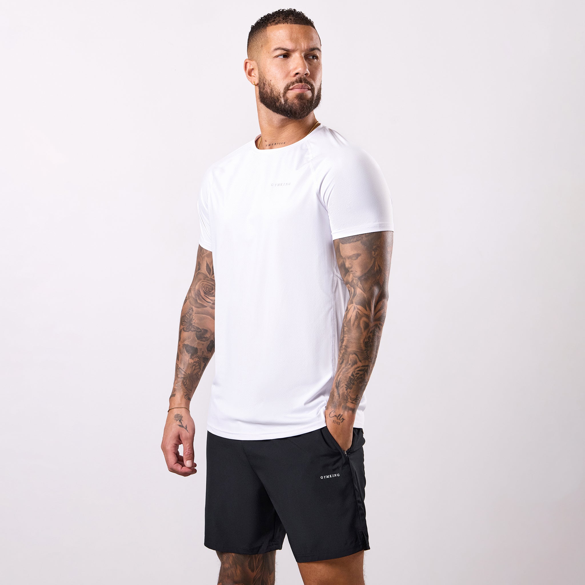 Gym King Energy Linear Tee - White