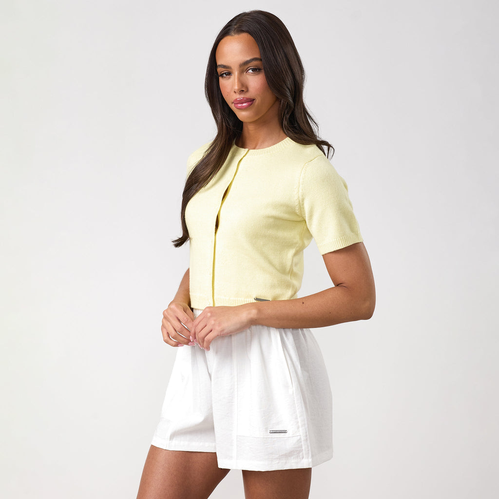 Gym King Short Sleeve Knit Cardigan - Lemon