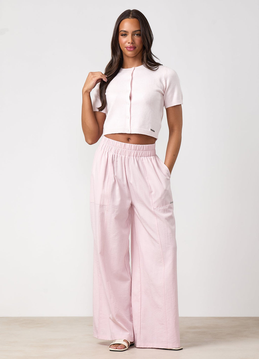 Gym King Short Sleeve Knit Cardigan - Wildflower Pink
