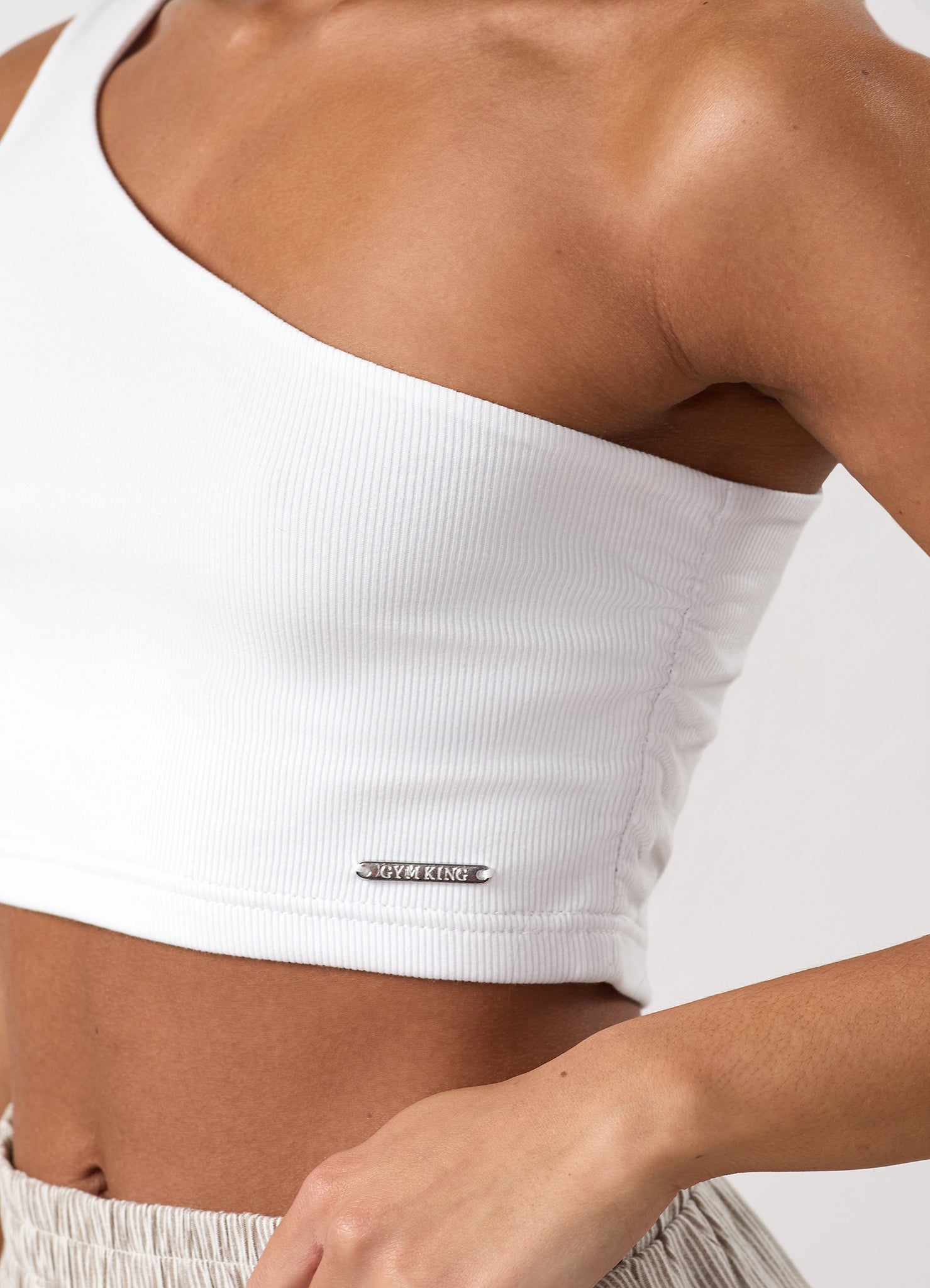 Gym King Rib Asymmetric Vest - White