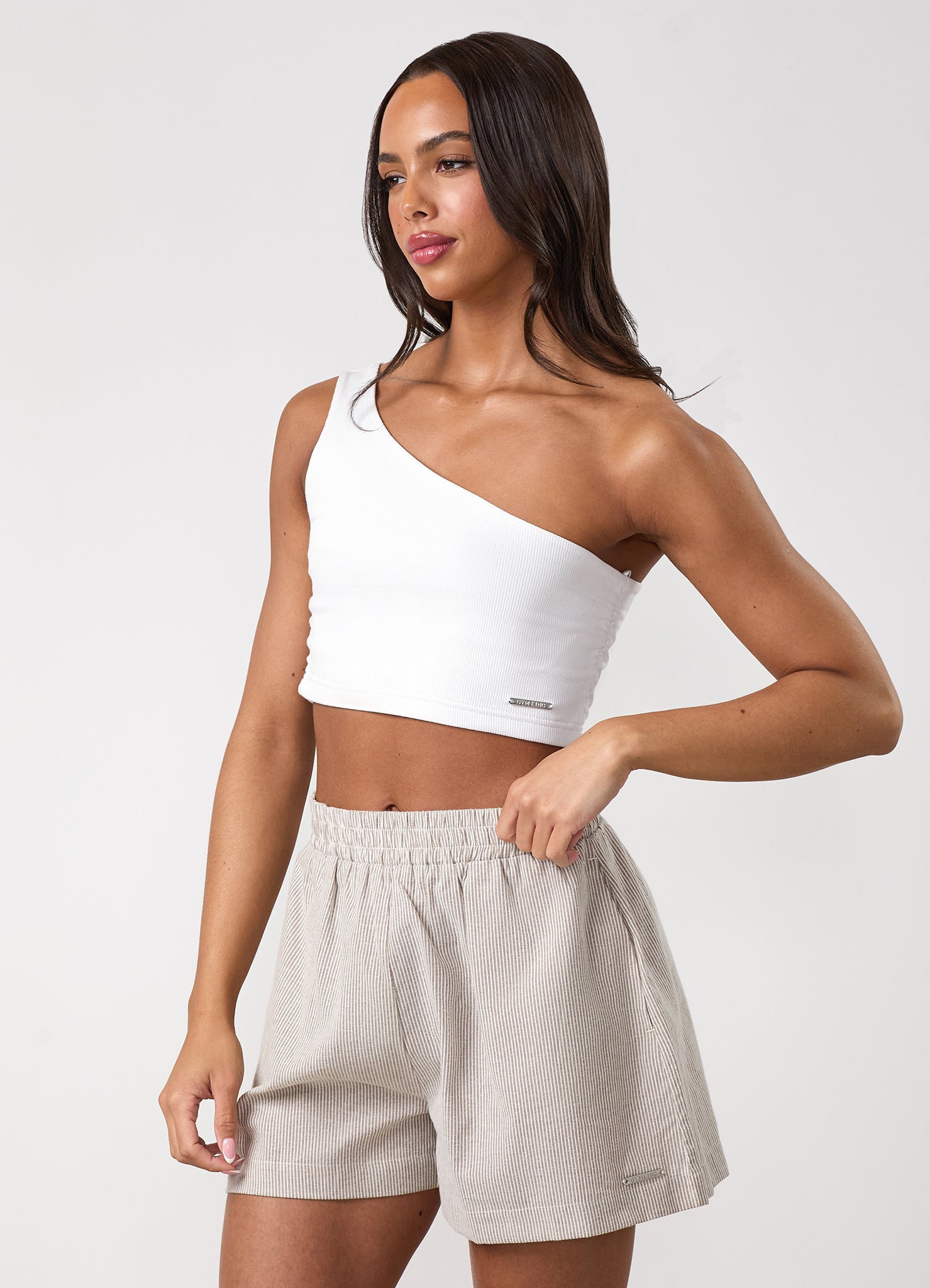 Gym King Rib Asymmetric Vest - White