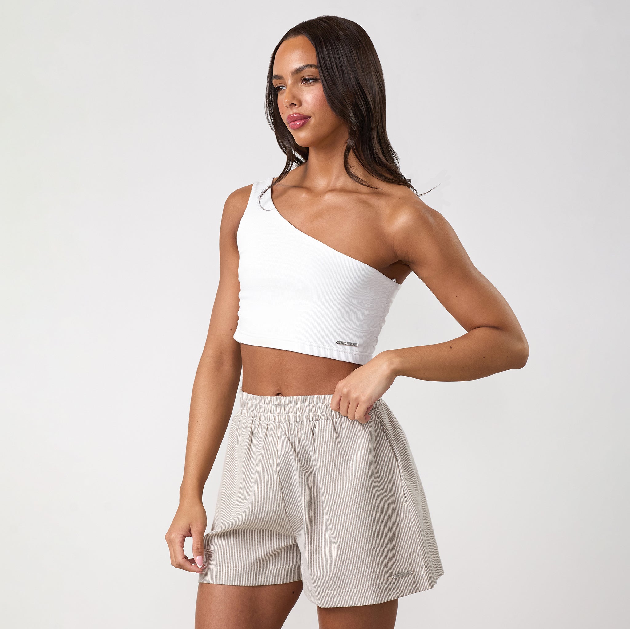 Gym King Rib Asymmetric Vest - White