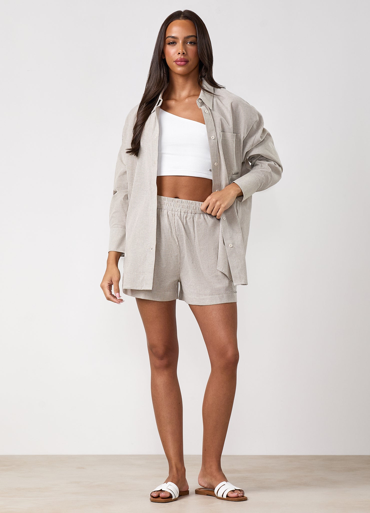Gym King Rib Asymmetric Vest - White