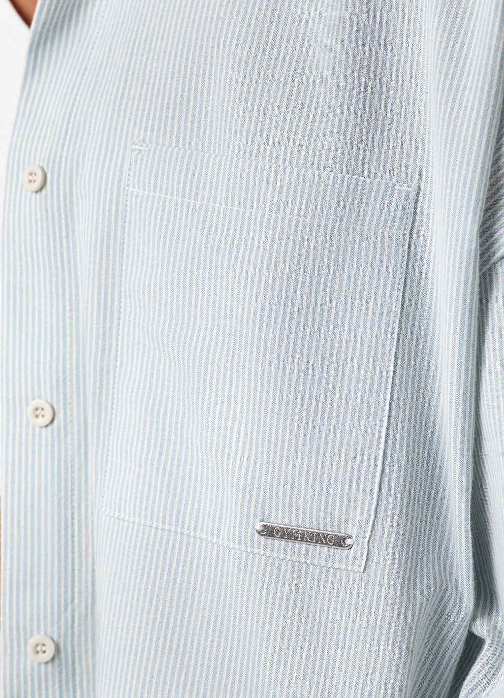 Gym King Signature Poplin Stripe Shirt - Blue Canvas/White Stripe