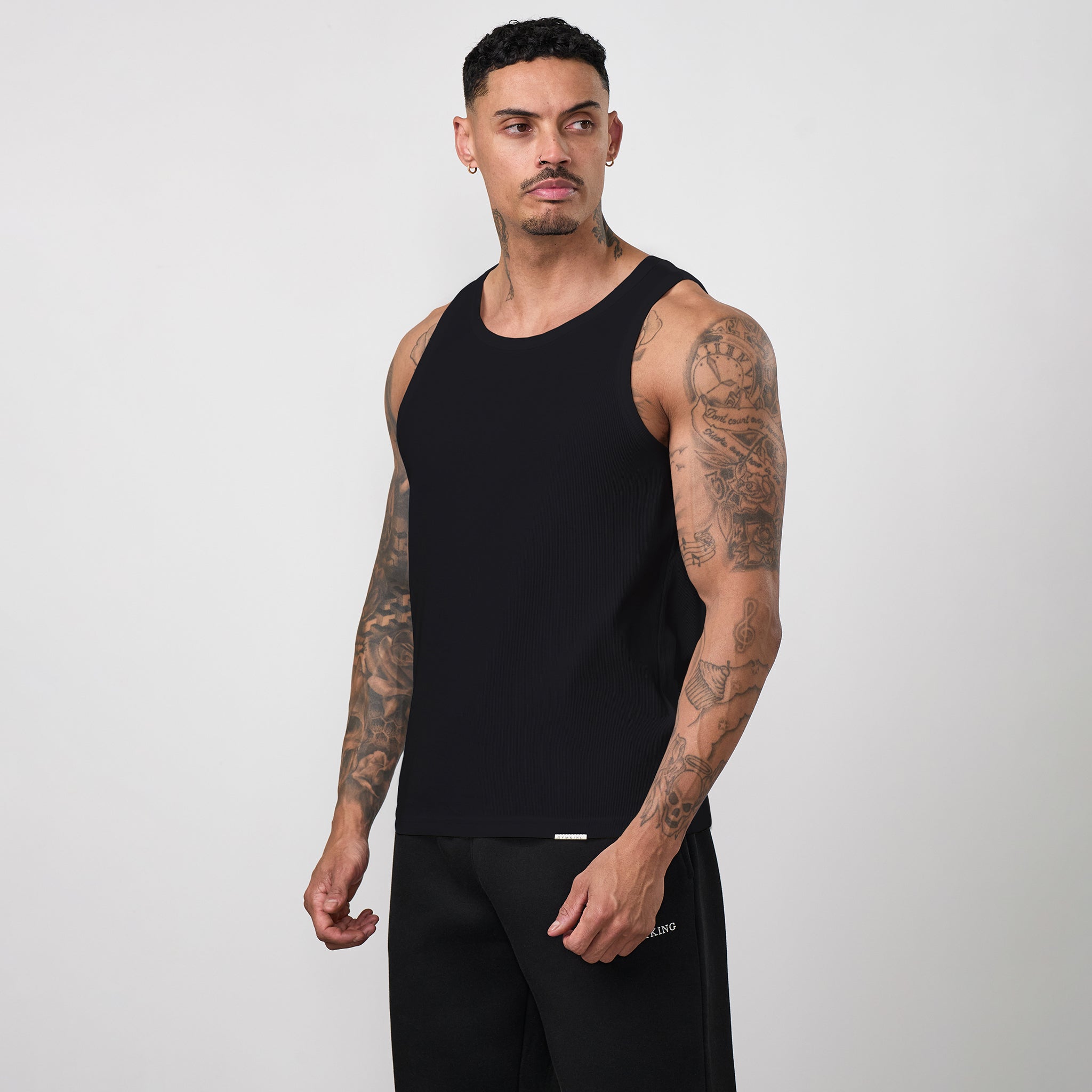 Gym King Signature Rib Vest - Black