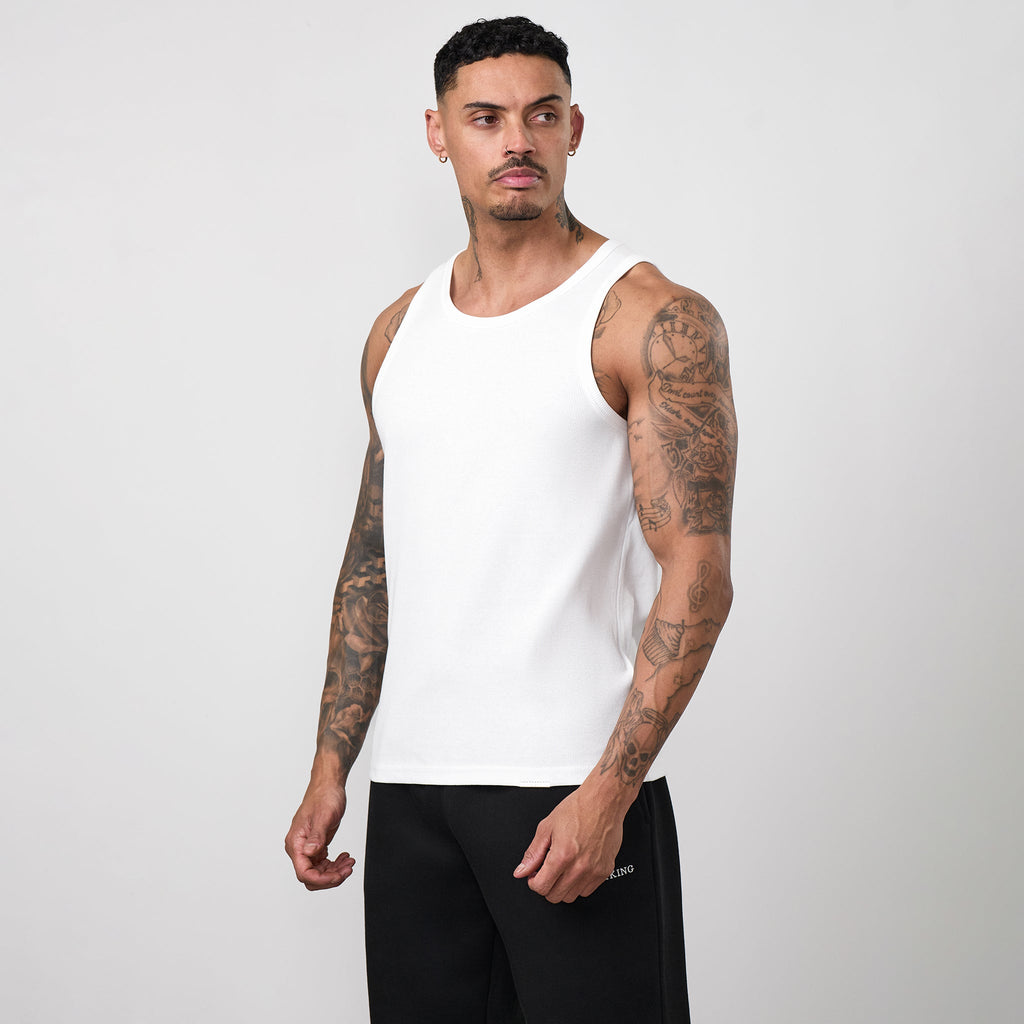 Gym King Signature Rib Vest - White