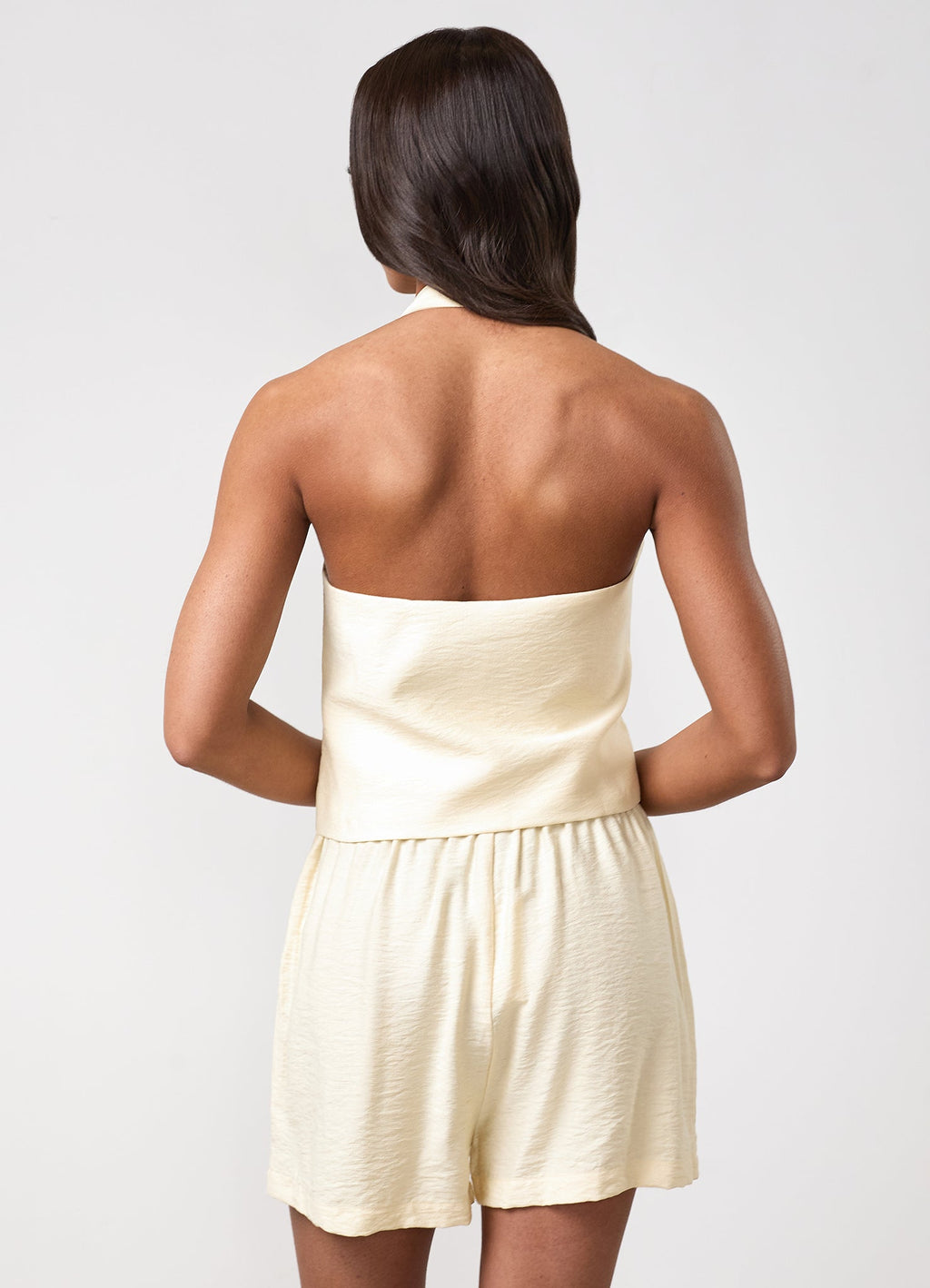 Gym King Signature Woven Halter Neck Vest - Buttermilk