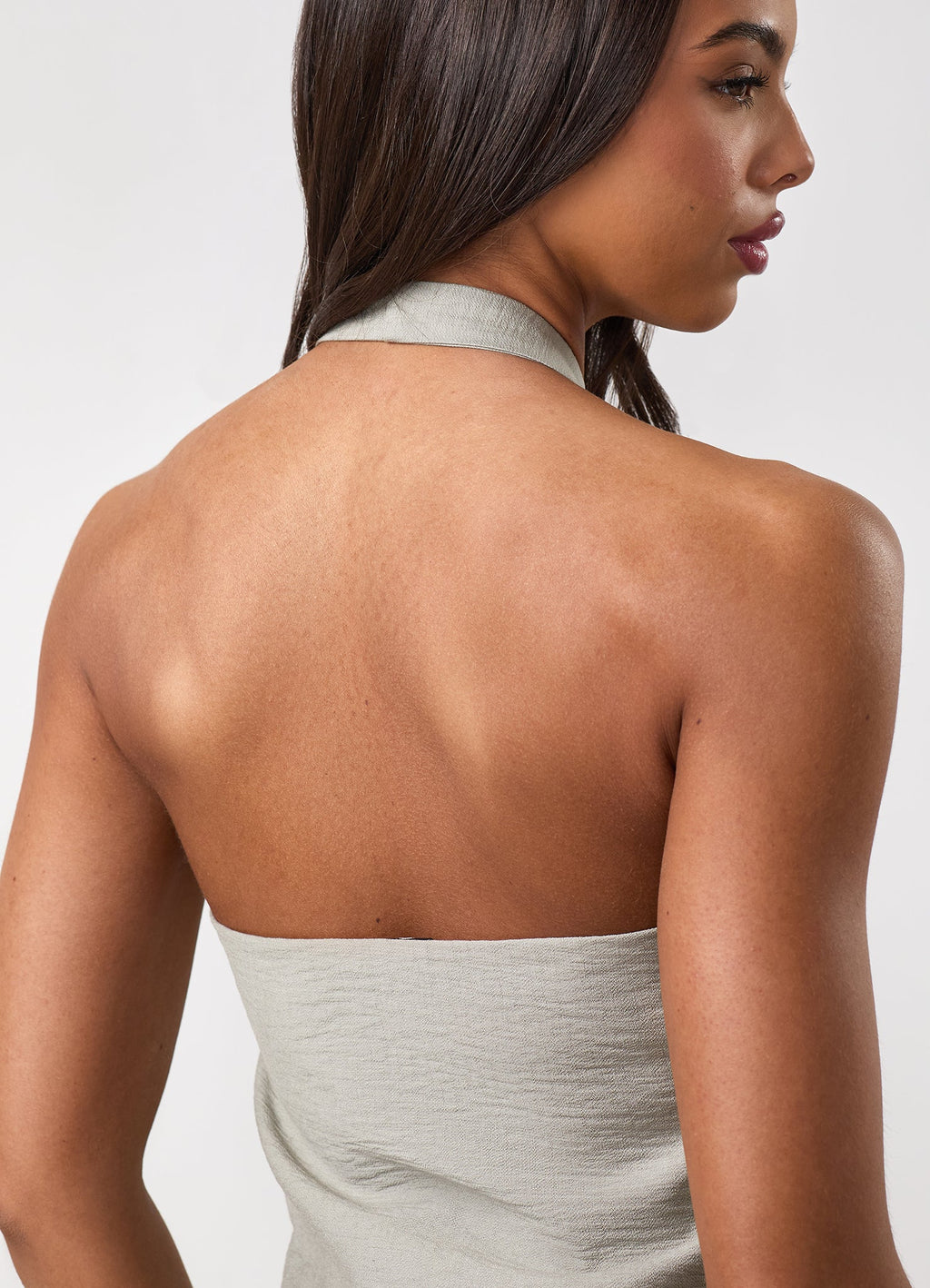 Gym King Signature Woven Halter Neck Vest - Dusky Sage
