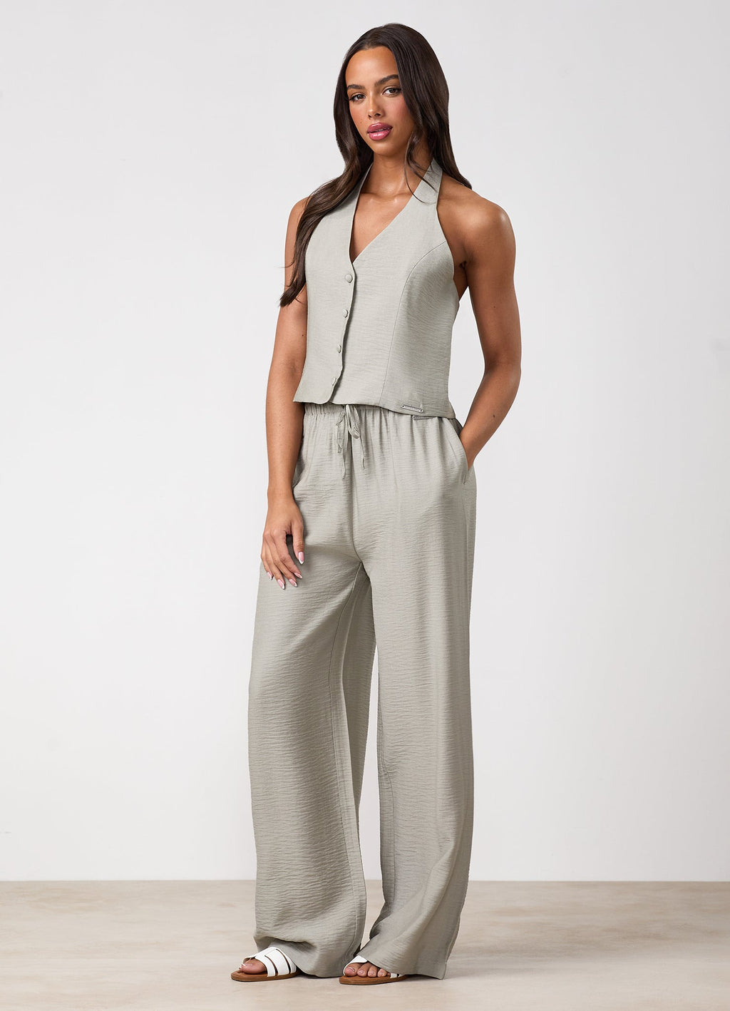 Gym King Signature Woven Paper Bag Trousers - Dusky Sage
