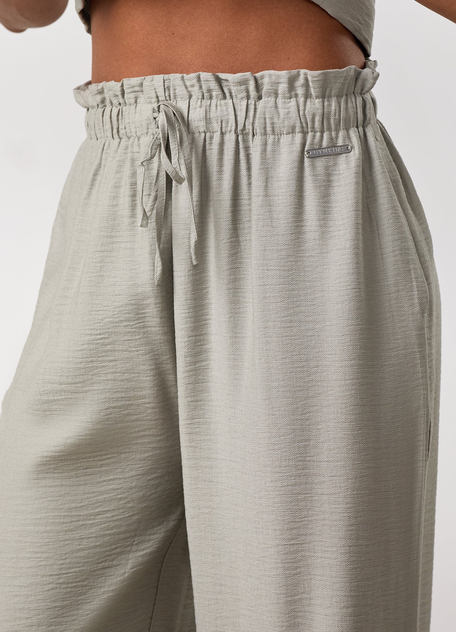 Gym King Signature Woven Paper Bag Trousers Petite - Dusky Sage