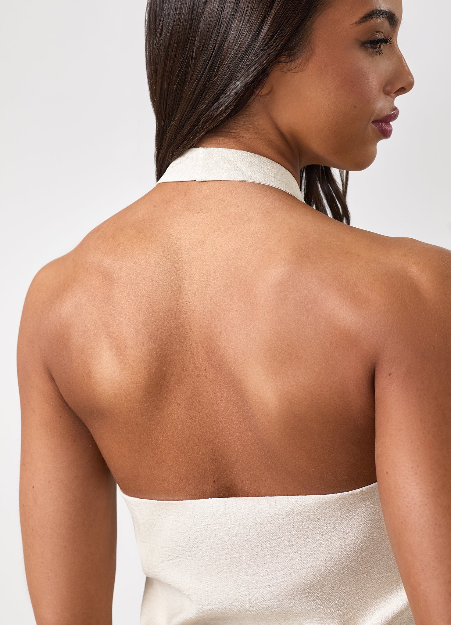 Gym King Signature Woven Halter Neck Vest - Warm Linen