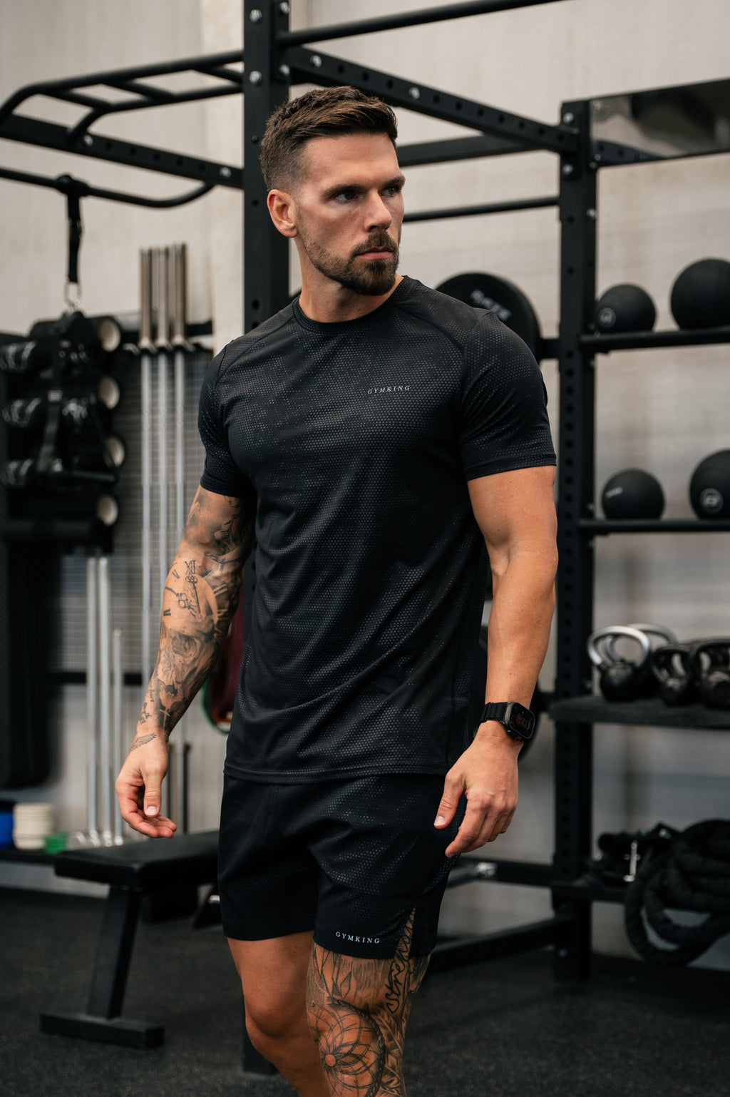 Gym King Debossed Pixel Tee - Black