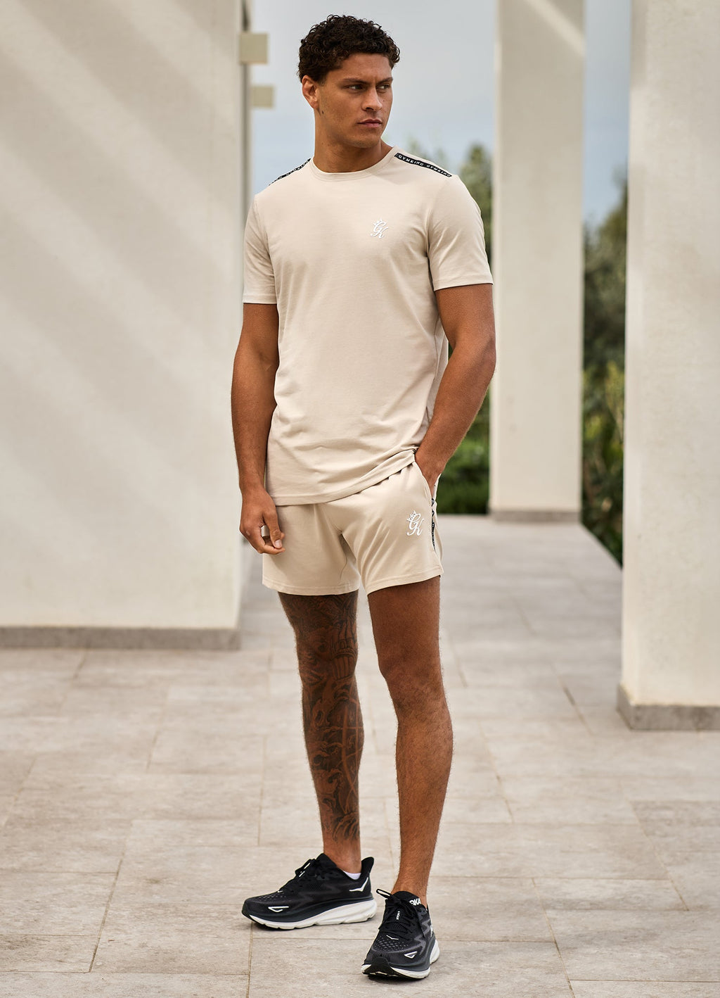Gym King Taped Jersey Short - Light Stone