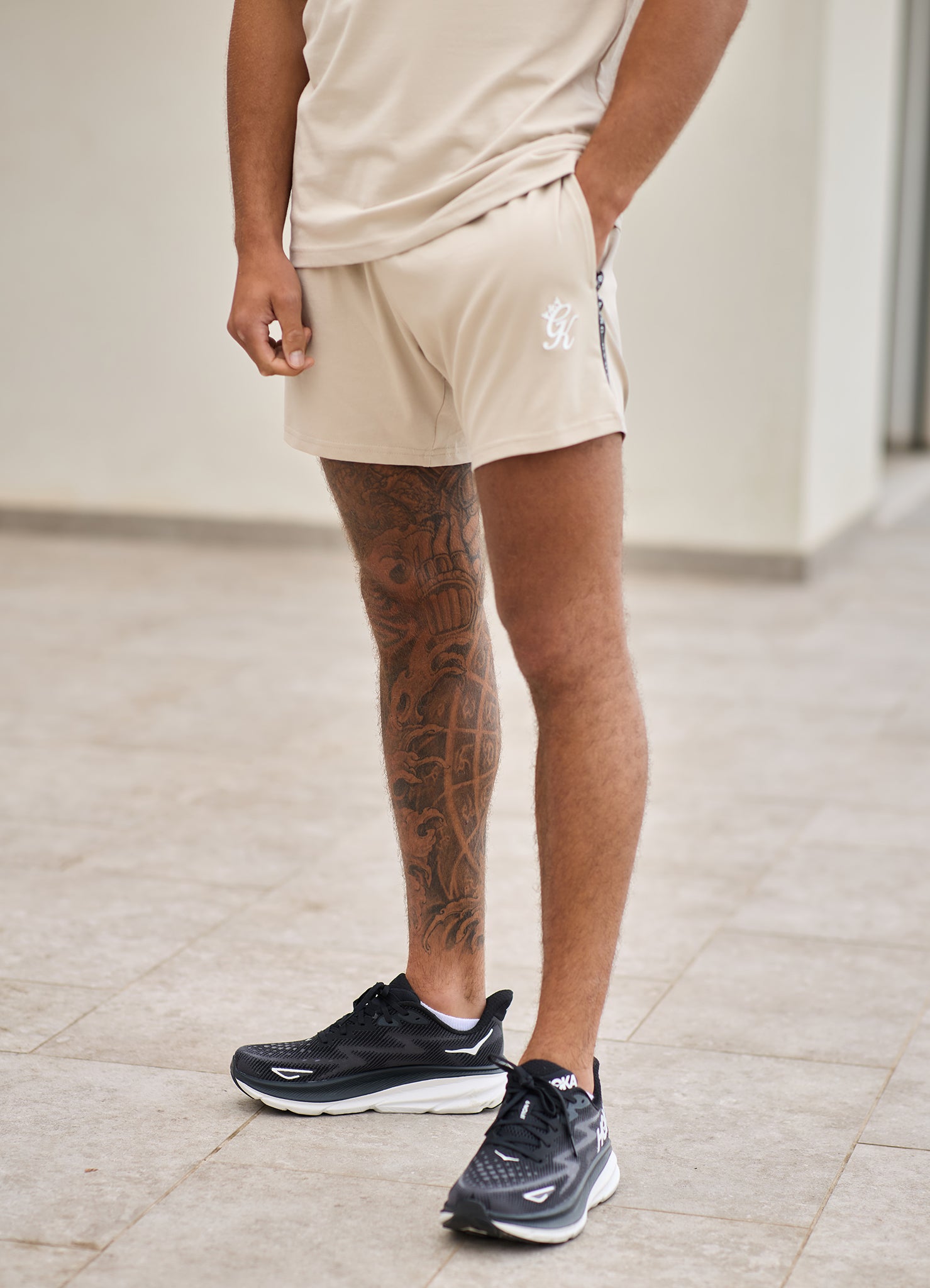 Gym King Taped Jersey Short - Light Stone