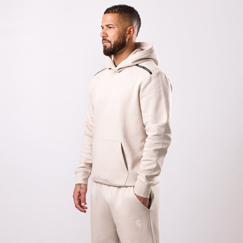 Gym King Taped Fleece Hoodie - Light Stone