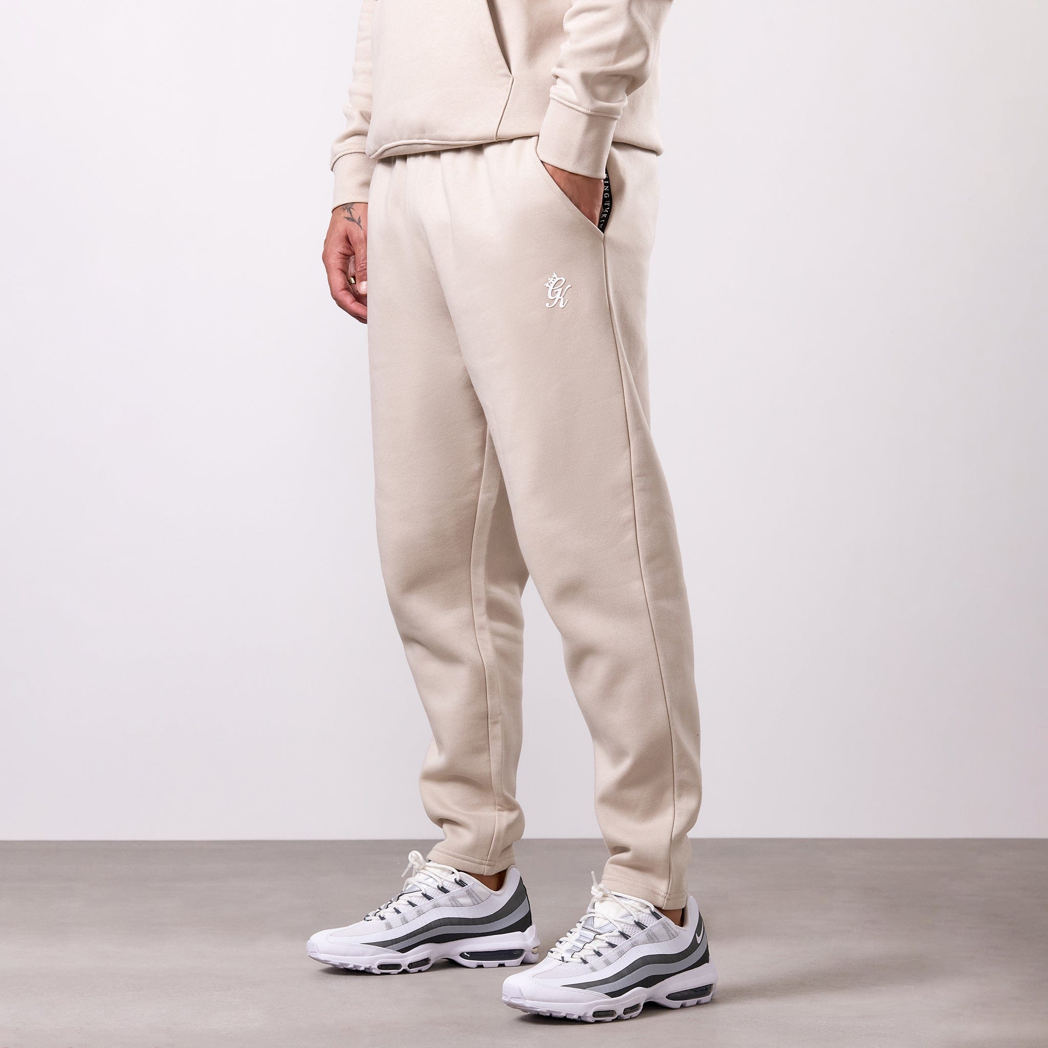 Gym King Taped Fleece Jogger - Light Stone
