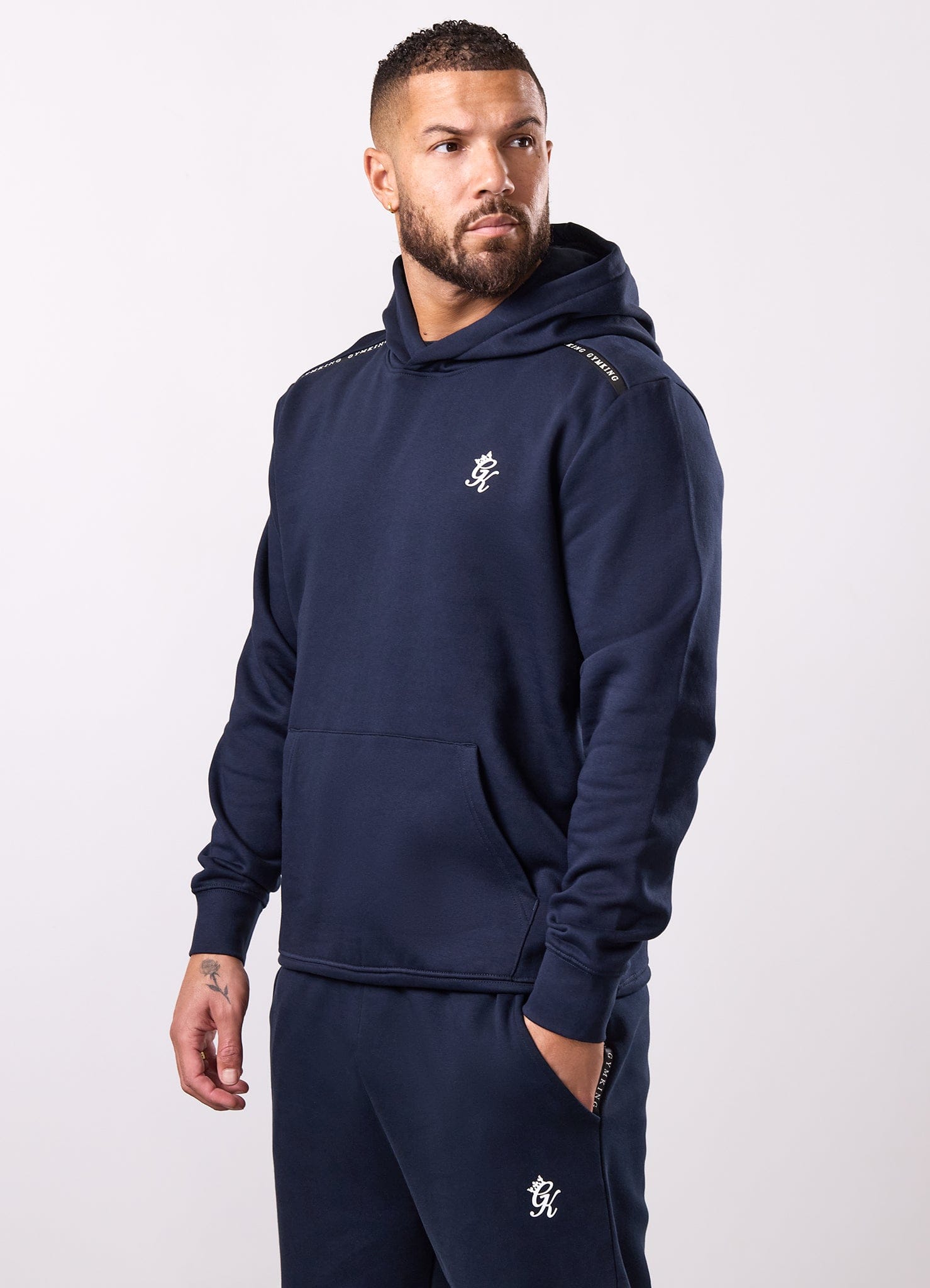 Gym King Taped Fleece Hoodie - Navy
