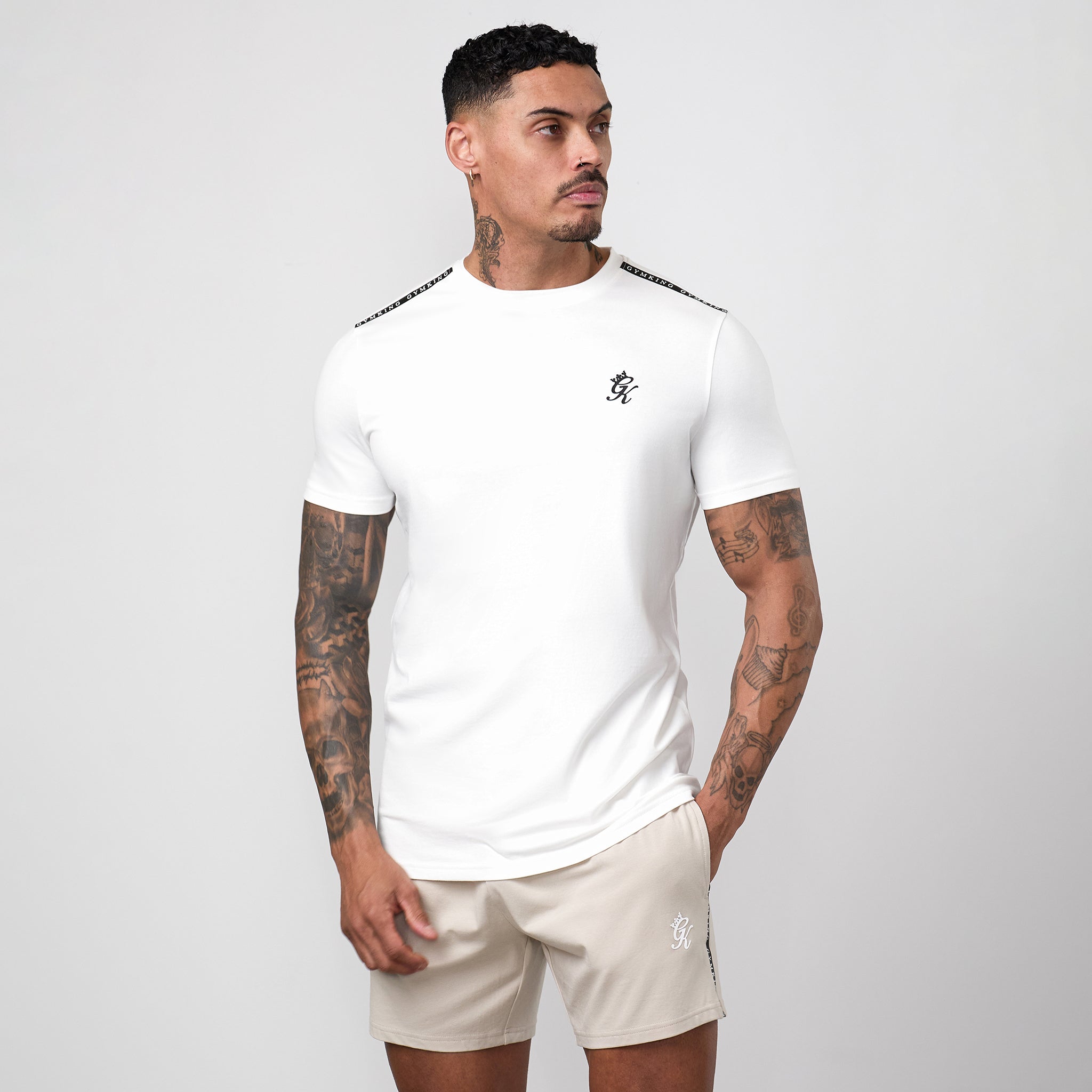 Gym King Taped Jersey Tee - Cream