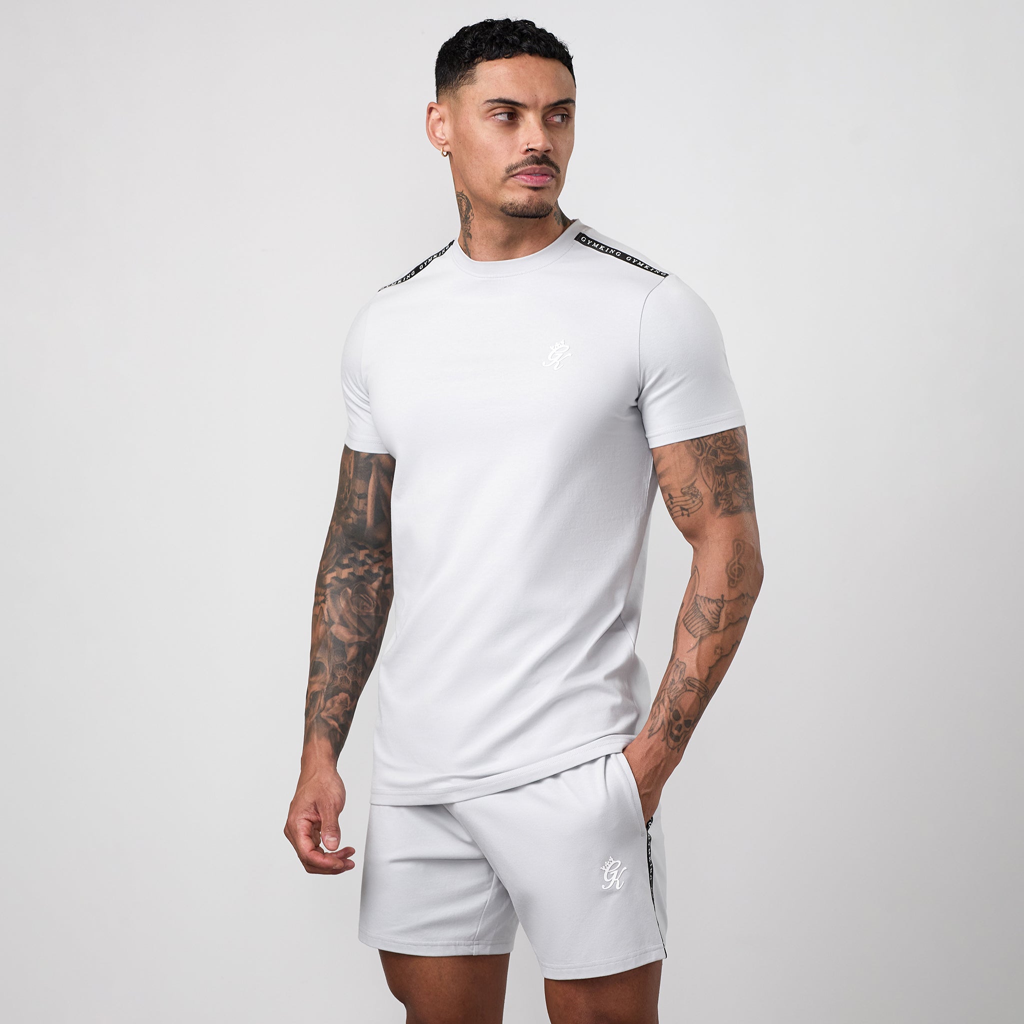 Gym King Taped Jersey Tee - Light Grey