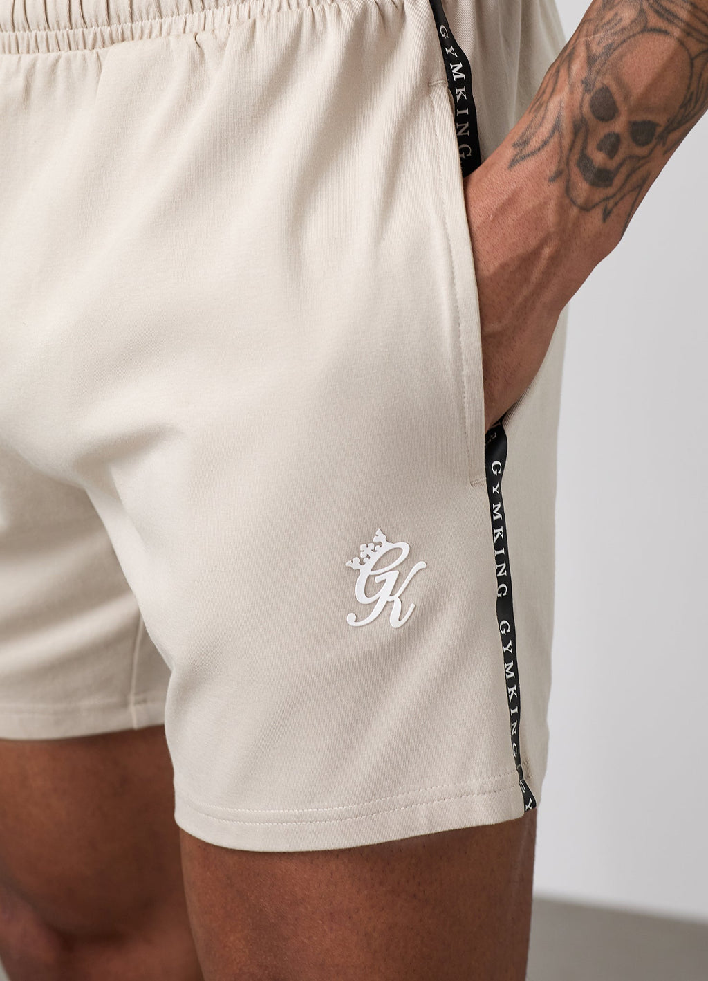 Gym King Taped Jersey Short - Light Stone